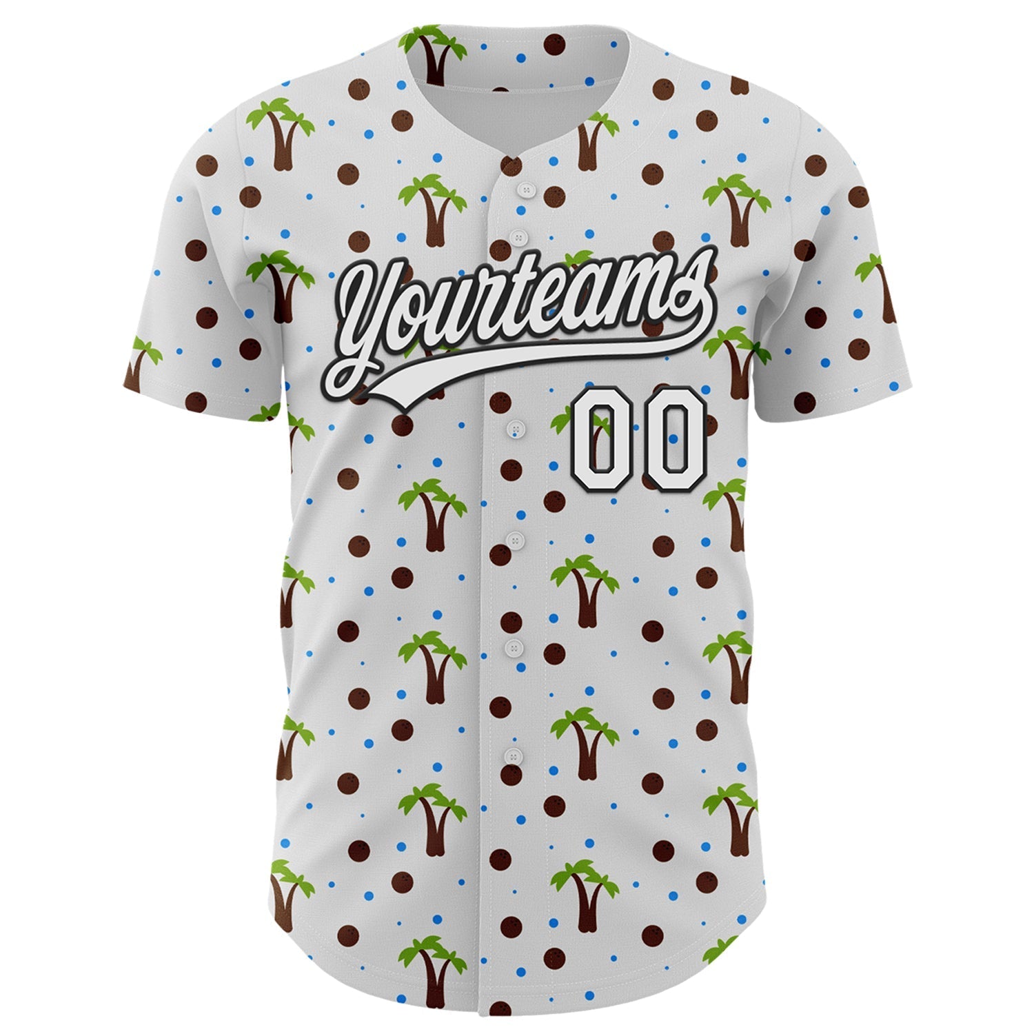 Custom White Black 3D Hawaii Tropical Palm Tree Authentic Baseball Jersey baseball jersey product view 2