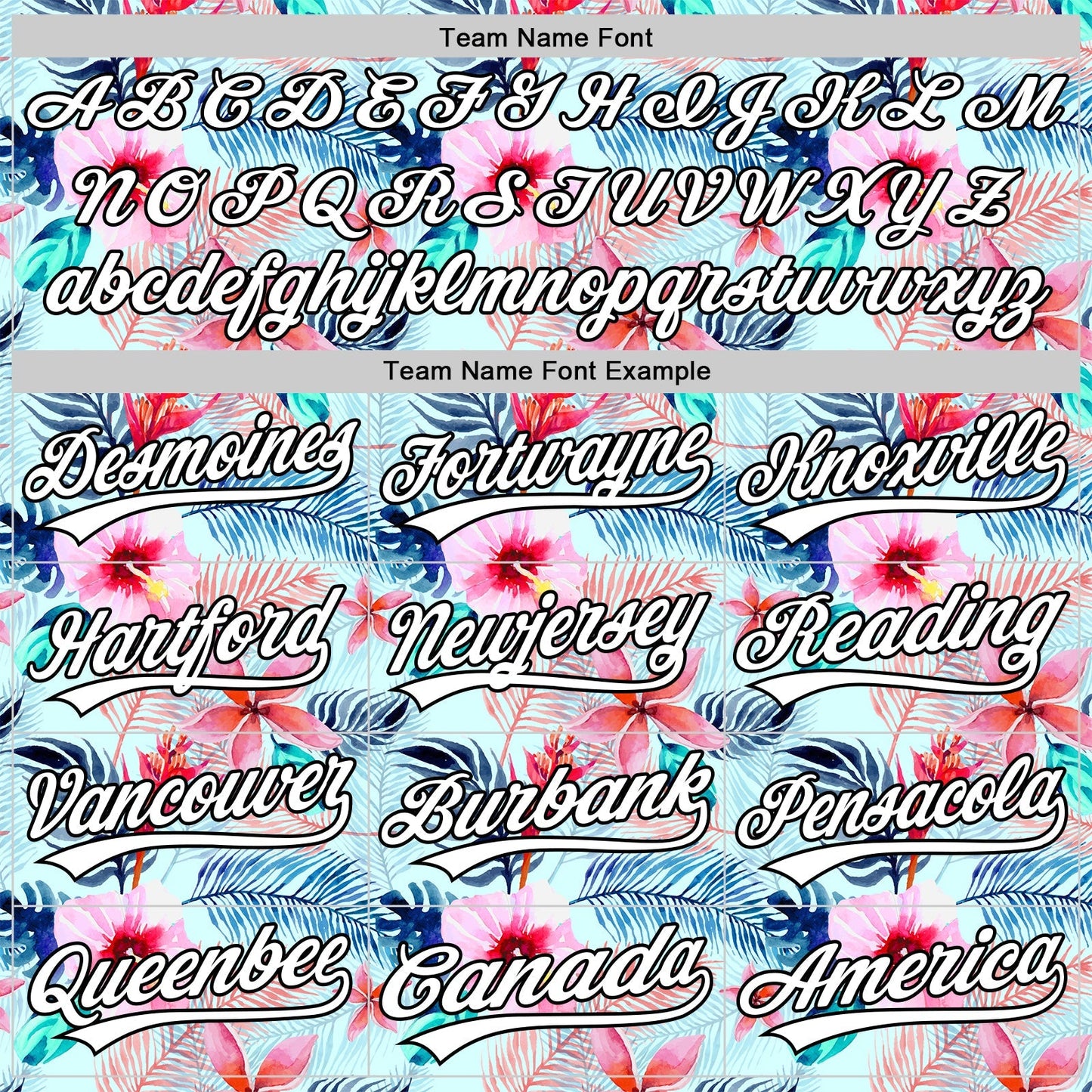 Custom Ice Blue White-Black 3D Hawaii Tropical Palm Leaves And Flower Authentic Baseball Jersey baseball jersey product view 4