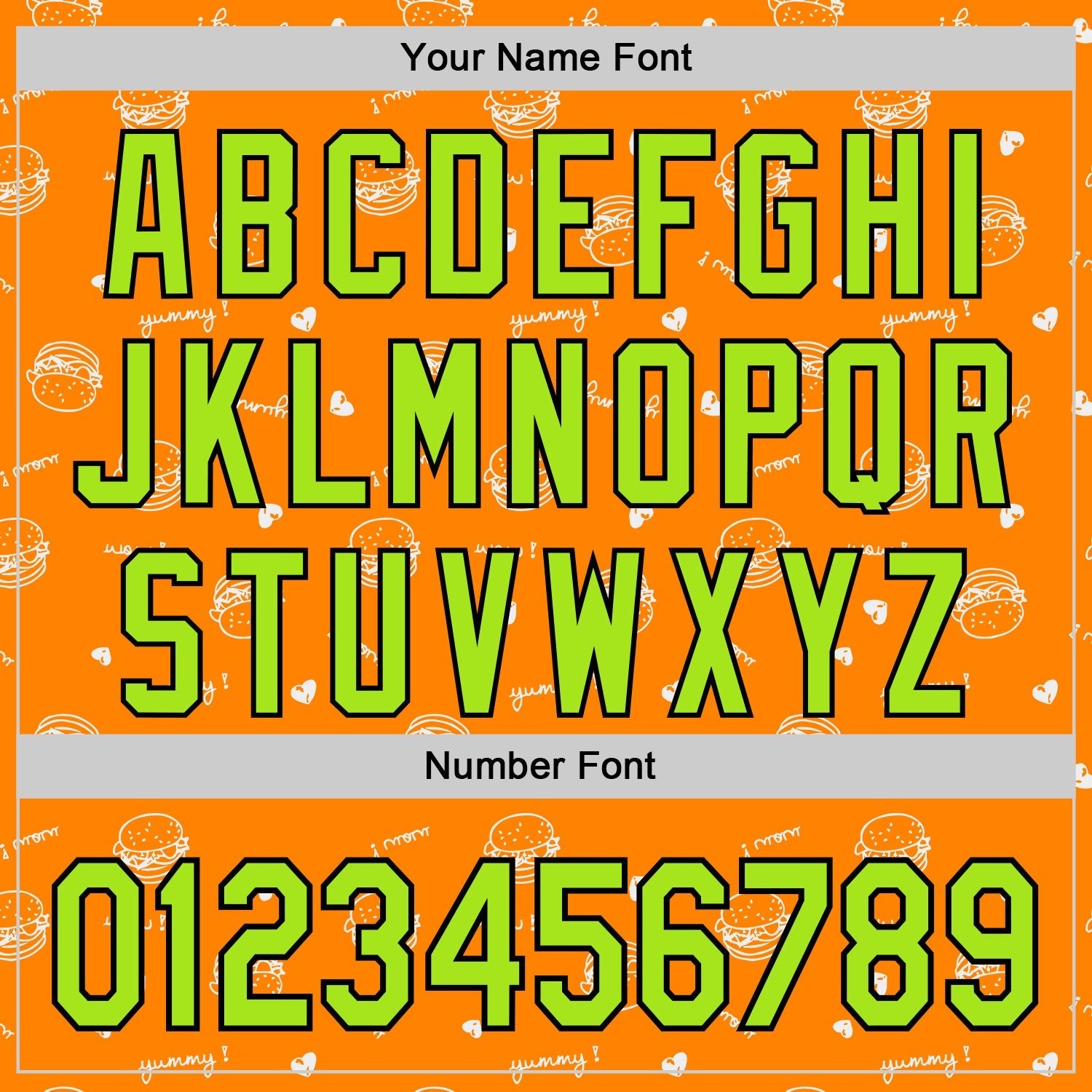 Custom Bay Orange Neon Green-Black 3D Pattern Design Foodie Fast Food Burger Authentic Baseball Jersey baseball jersey product view 5