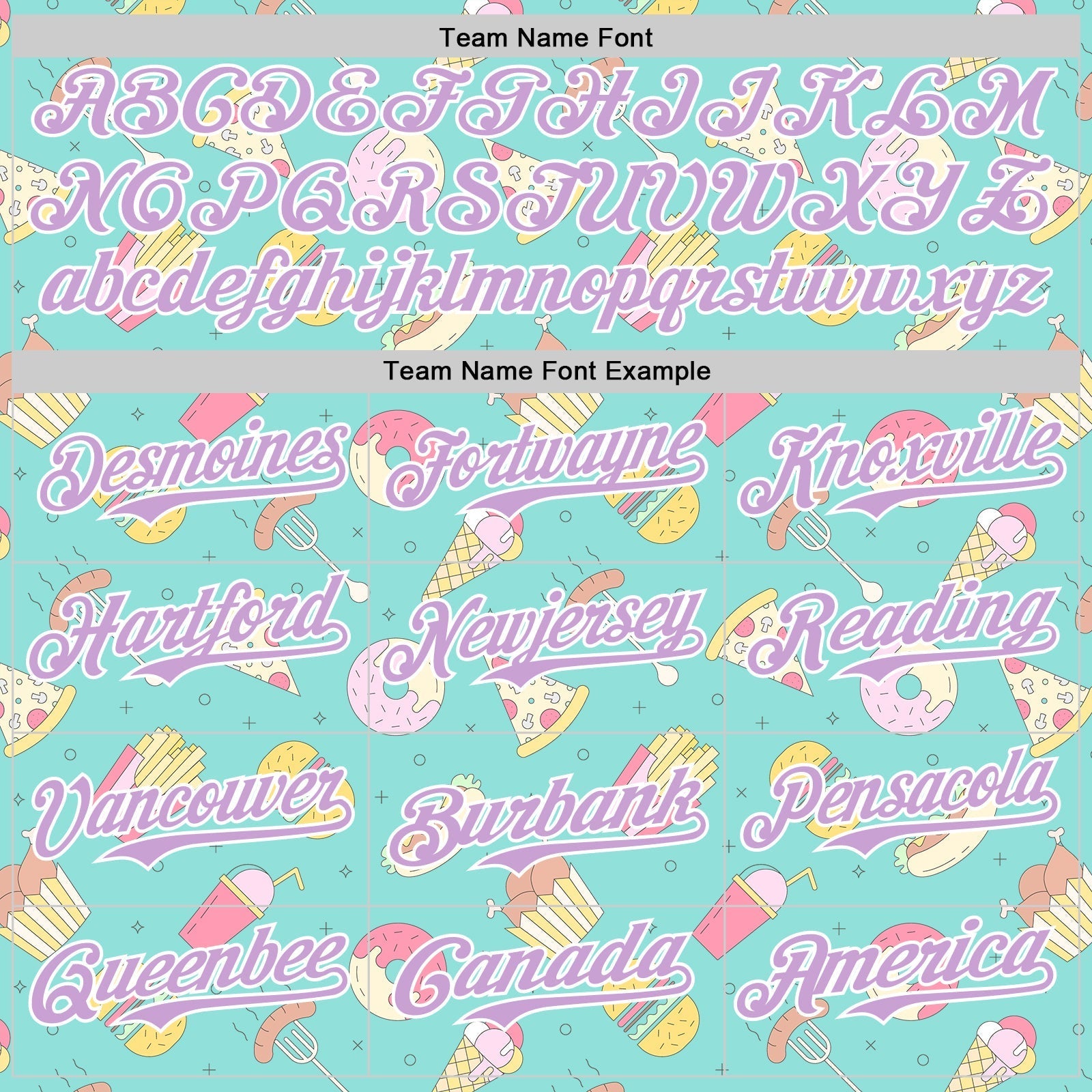 Custom Ice Blue Light Purple-White 3D Pattern Design Foodie Fast Food Burger Fries Pizza Authentic Baseball Jersey baseball jersey product view 4