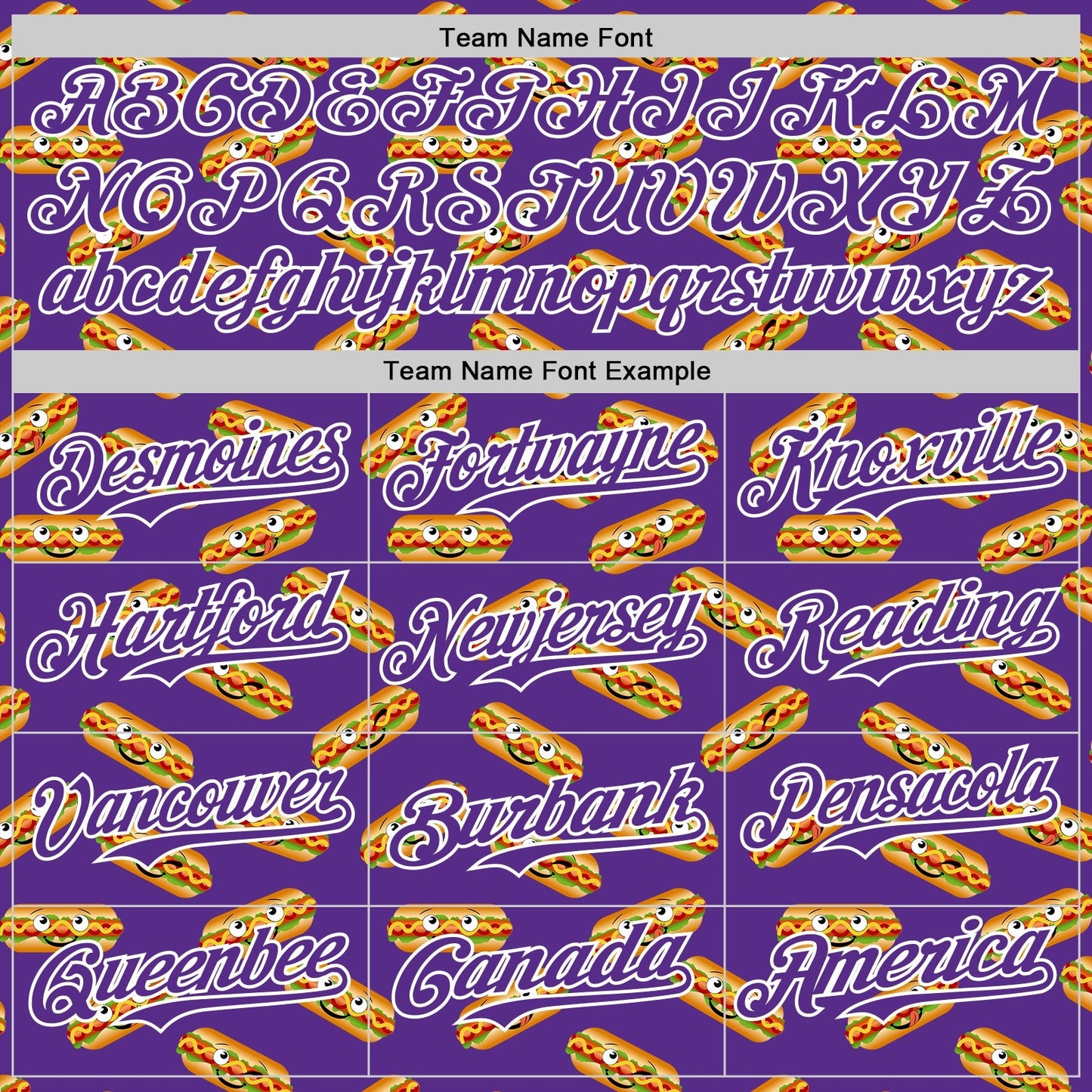 Custom Purple White 3D Pattern Design Foodie Fast Food Hot Dog Authentic Baseball Jersey baseball jersey product view 4