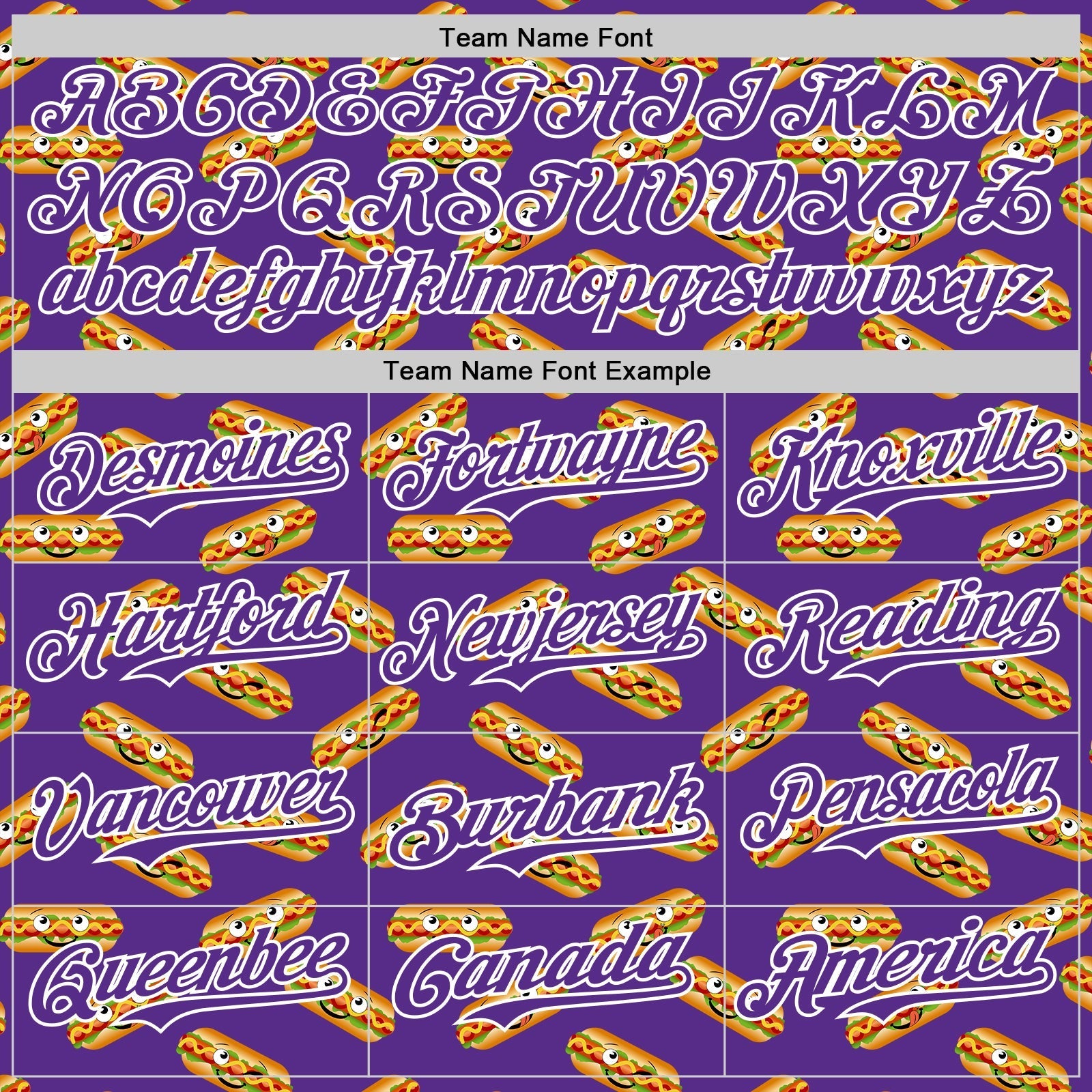 Custom Purple White 3D Pattern Design Foodie Fast Food Hot Dog Authentic Baseball Jersey baseball jersey product view 4