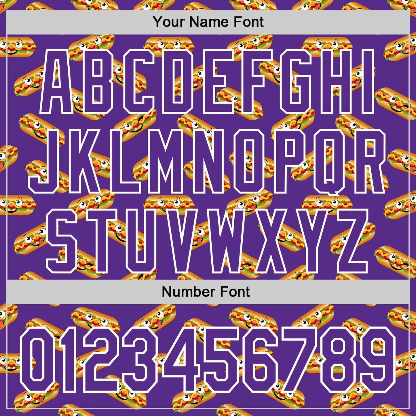 Custom Purple White 3D Pattern Design Foodie Fast Food Hot Dog Authentic Baseball Jersey baseball jersey product view 5