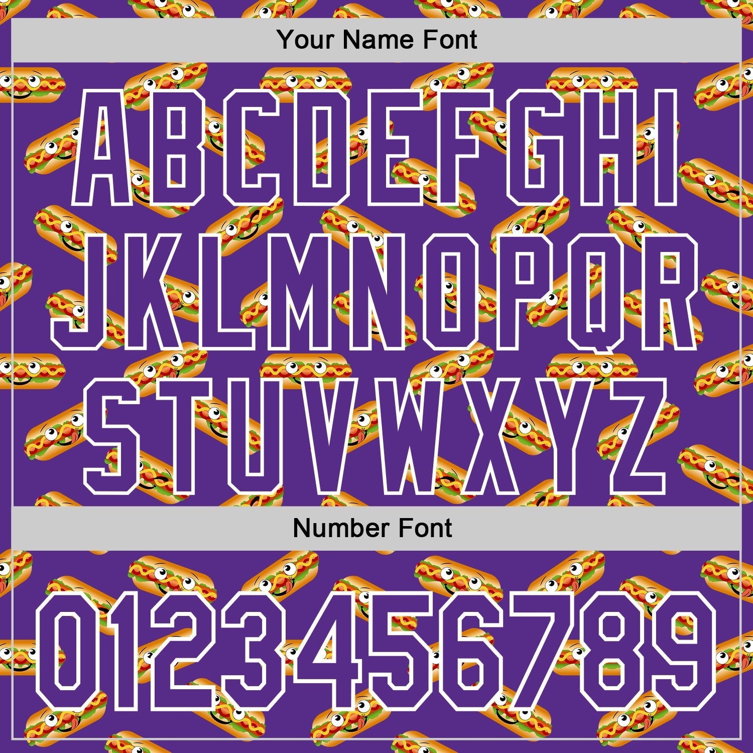 Custom Purple White 3D Pattern Design Foodie Fast Food Hot Dog Authentic Baseball Jersey baseball jersey product view 5