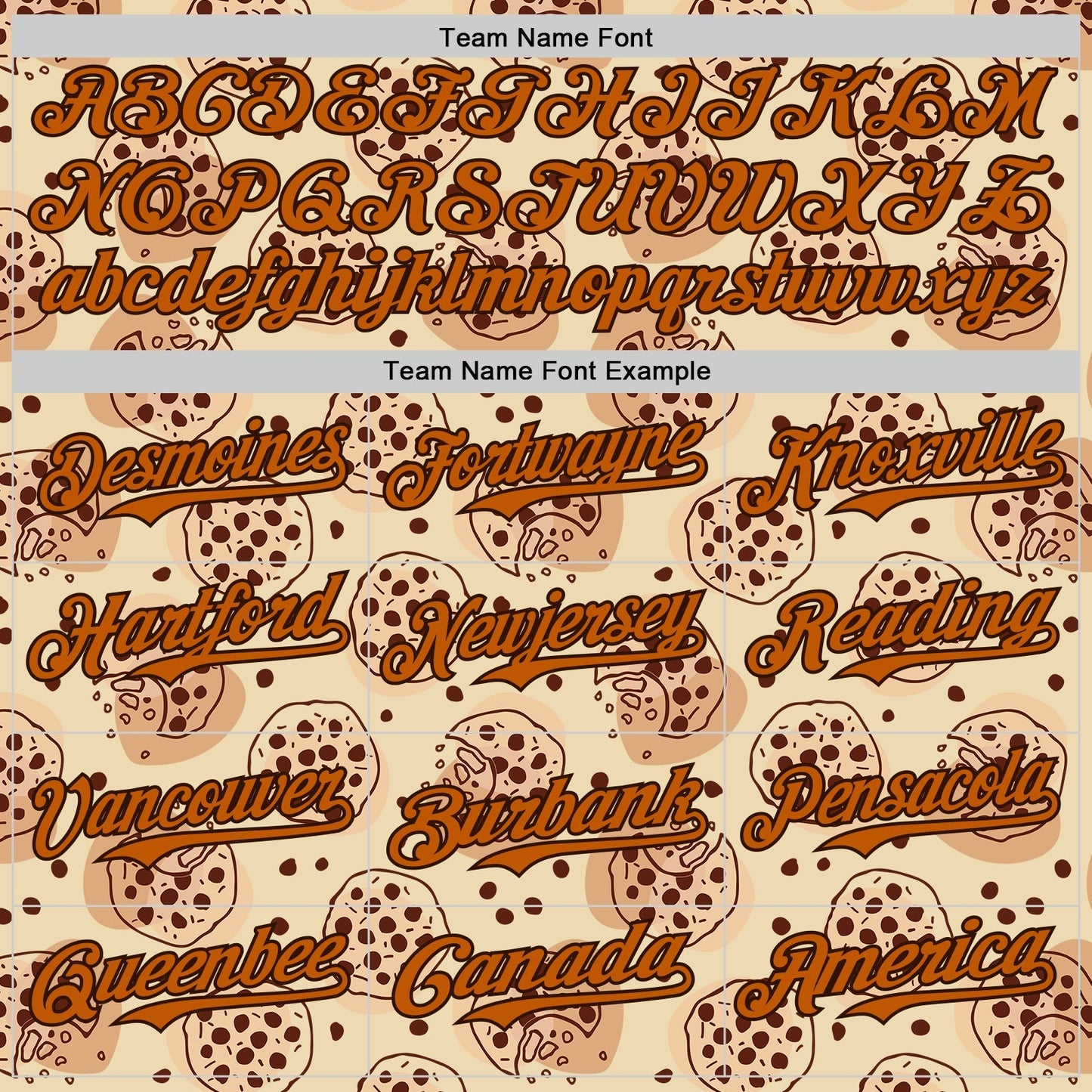 Custom Cream Texas Orange-Brown 3D Pattern Design Foodie Food Snack Chocolate Cookie Authentic Baseball Jersey baseball jersey product view 4