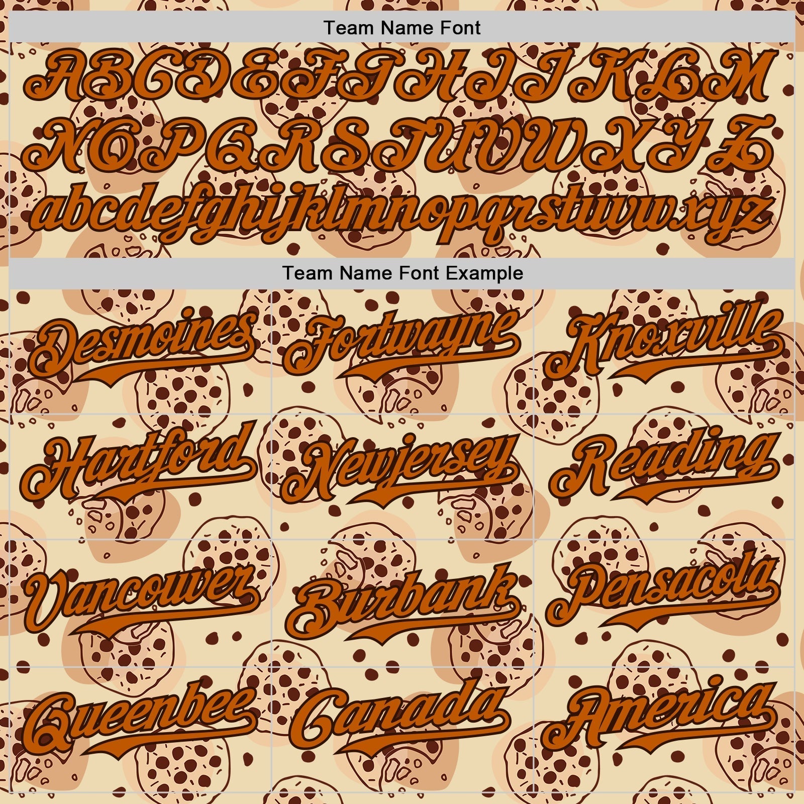 Custom Cream Texas Orange-Brown 3D Pattern Design Foodie Food Snack Chocolate Cookie Authentic Baseball Jersey baseball jersey product view 4