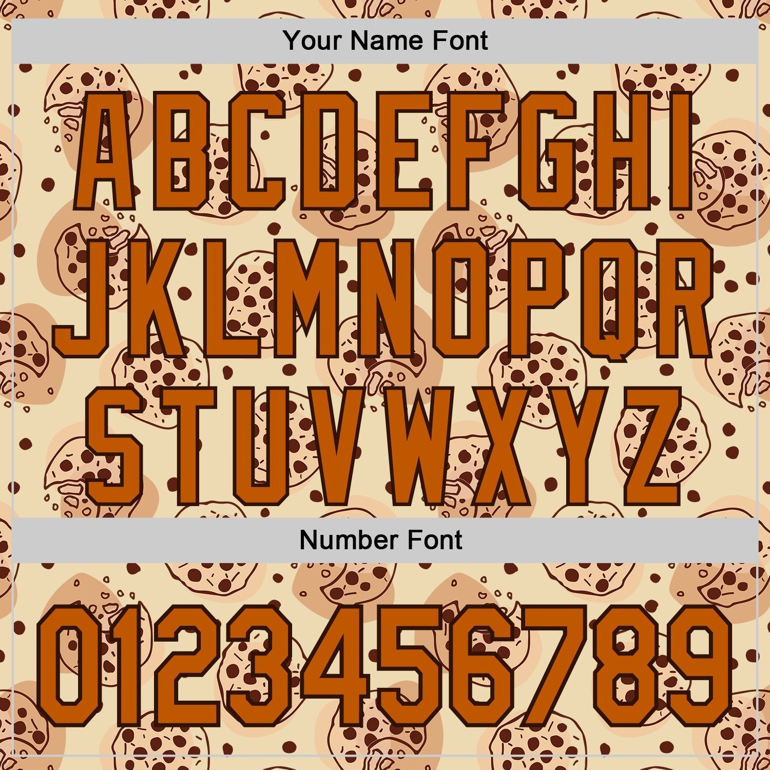 Custom Cream Texas Orange-Brown 3D Pattern Design Foodie Food Snack Chocolate Cookie Authentic Baseball Jersey baseball jersey product view 5