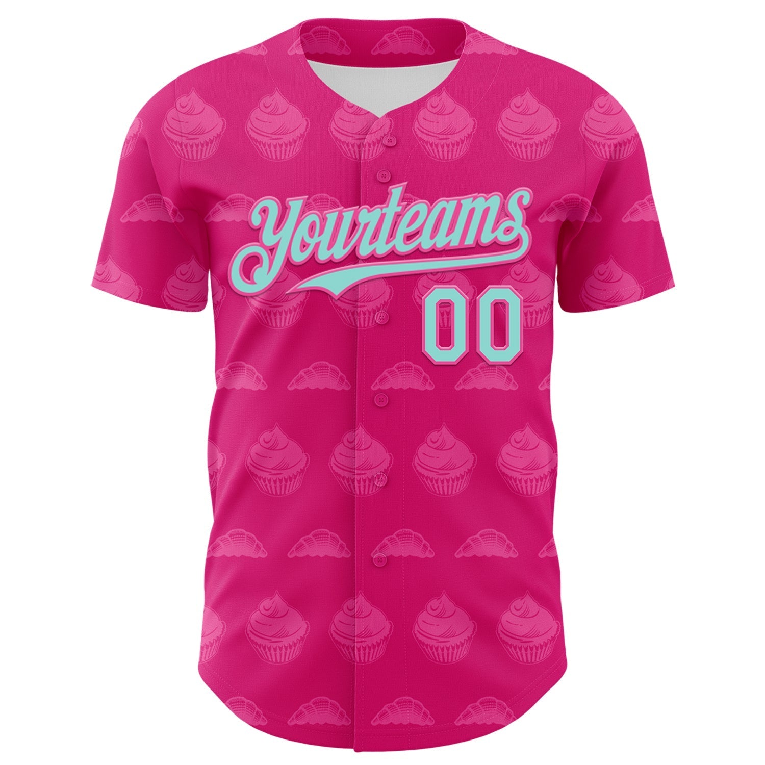 Custom Hot Pink Ice Blue-Pink 3D Pattern Design Foodie Food Dessert Cake Authentic Baseball Jersey baseball jersey product view 2