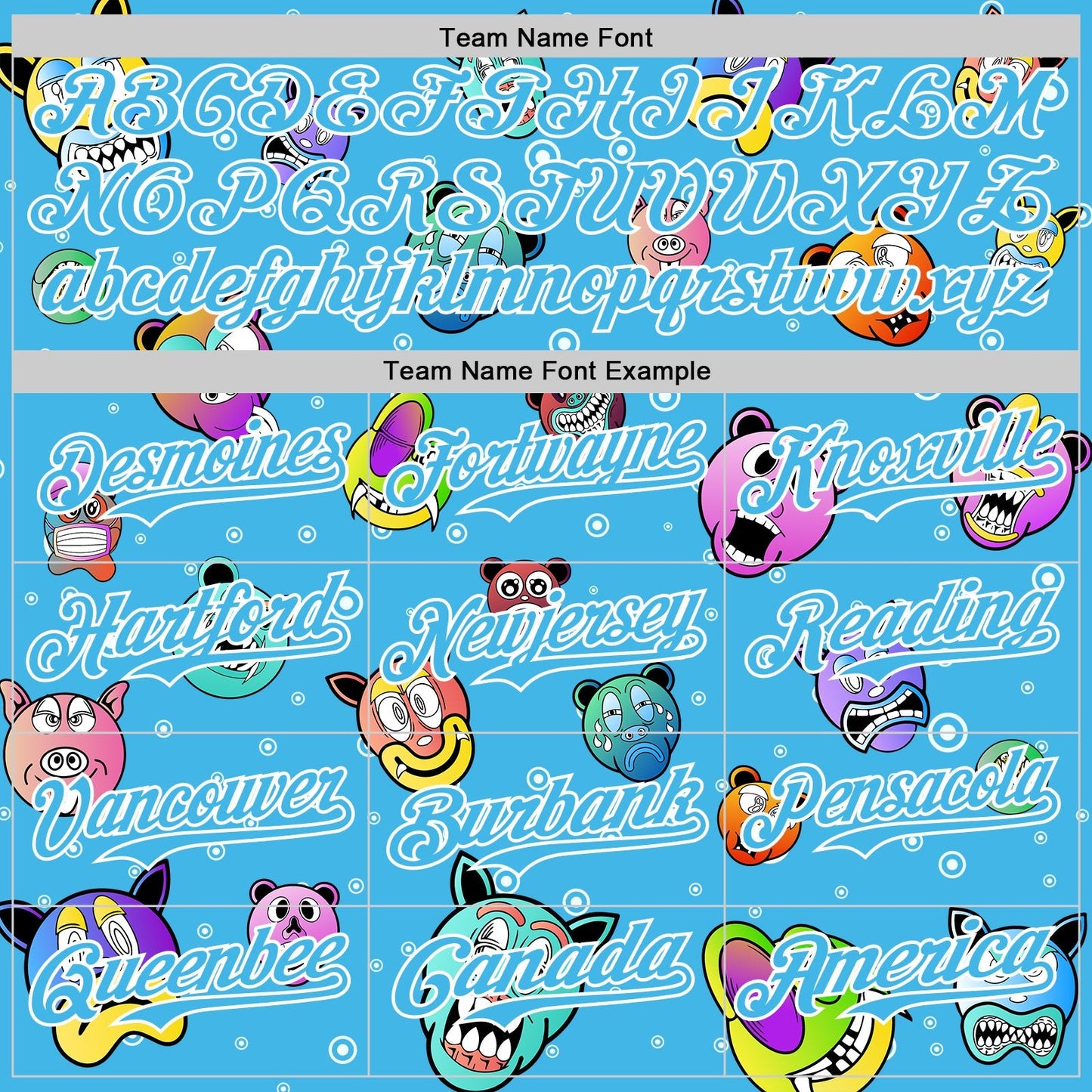 Custom Sky Blue White 3D Pattern Design Funny Cartoon Animal Authentic Baseball Jersey baseball jersey product view 4