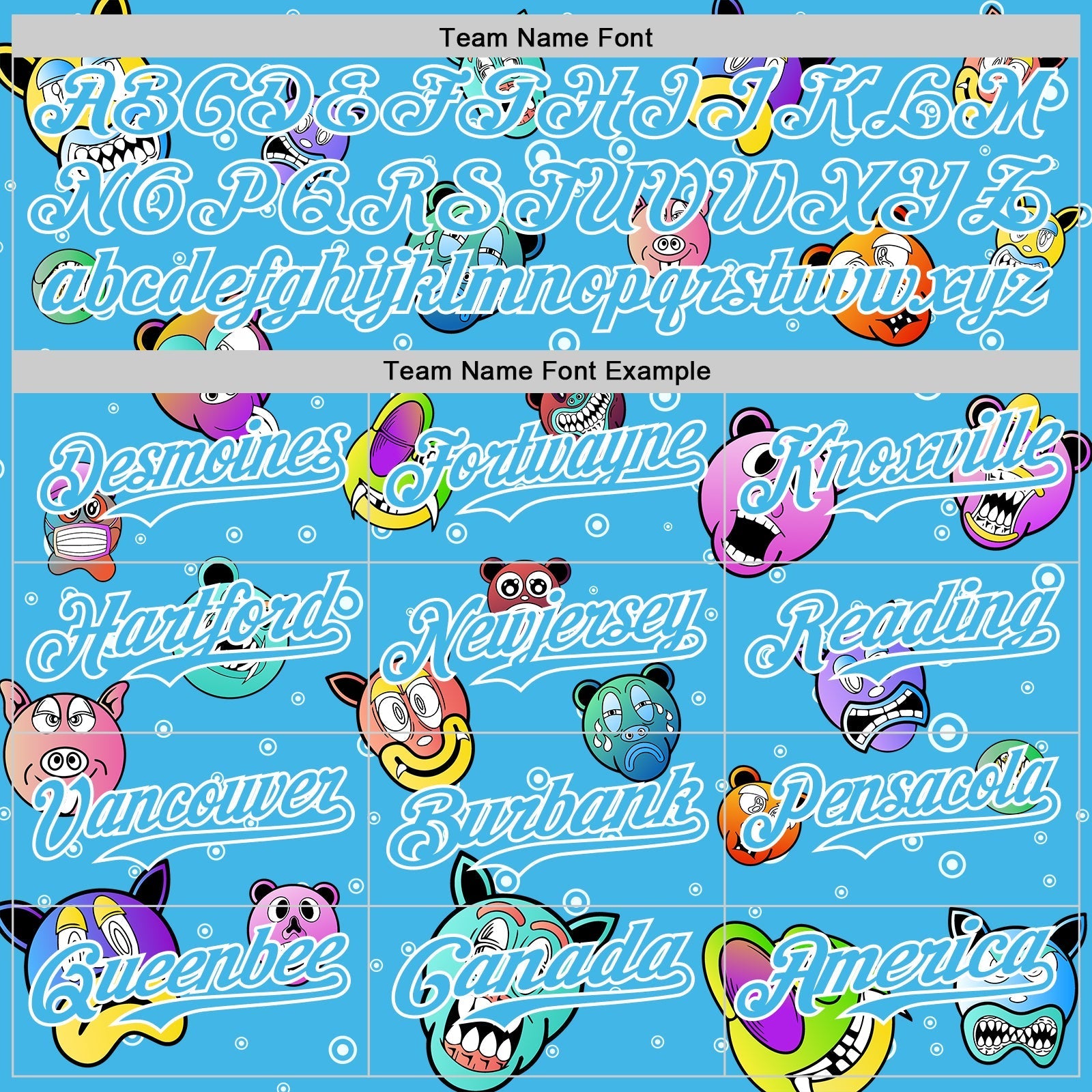 Custom Sky Blue White 3D Pattern Design Funny Cartoon Animal Authentic Baseball Jersey baseball jersey product view 4