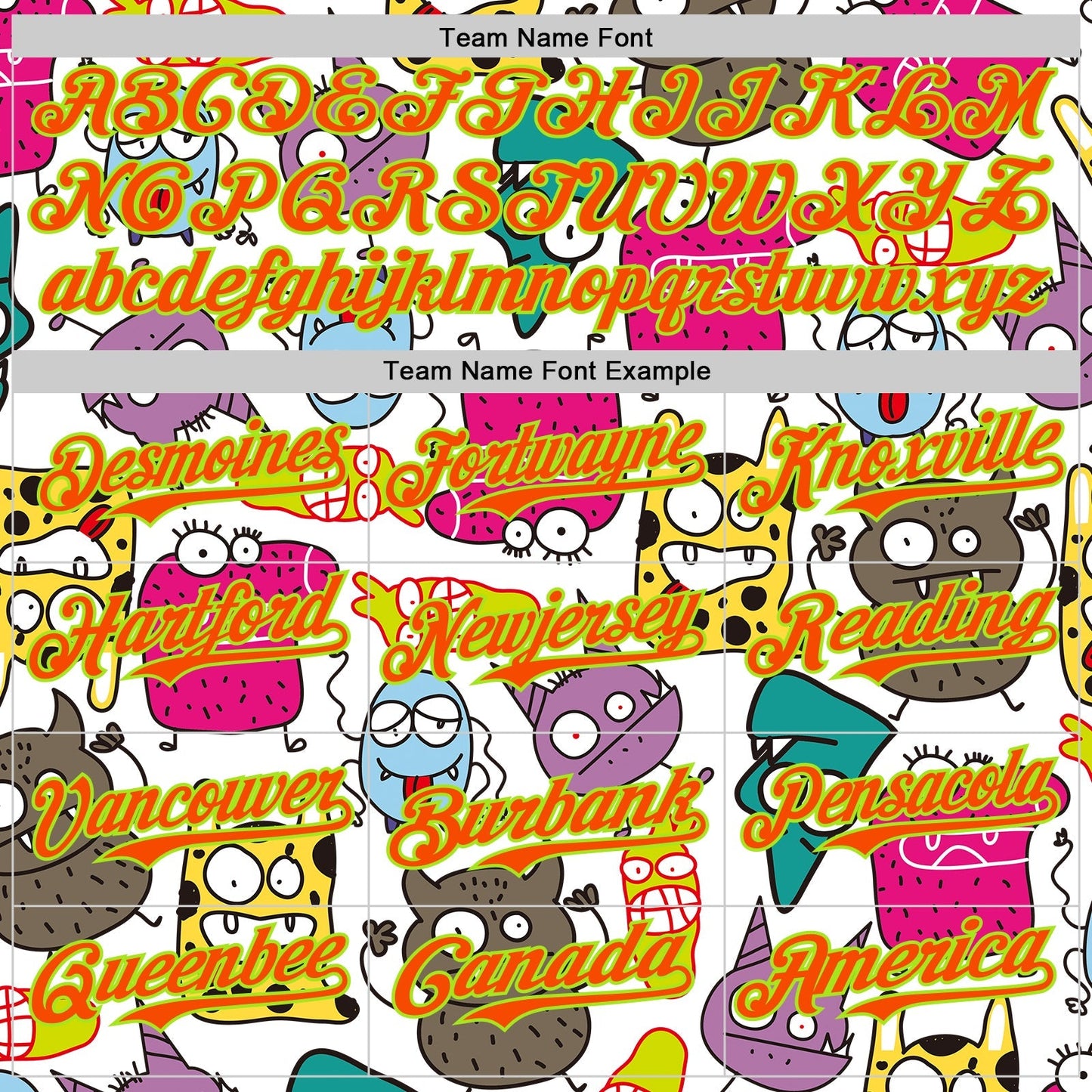 Custom White Orange-Neon Green 3D Pattern Design Funny Cartoon Monster Authentic Baseball Jersey baseball jersey product view 4