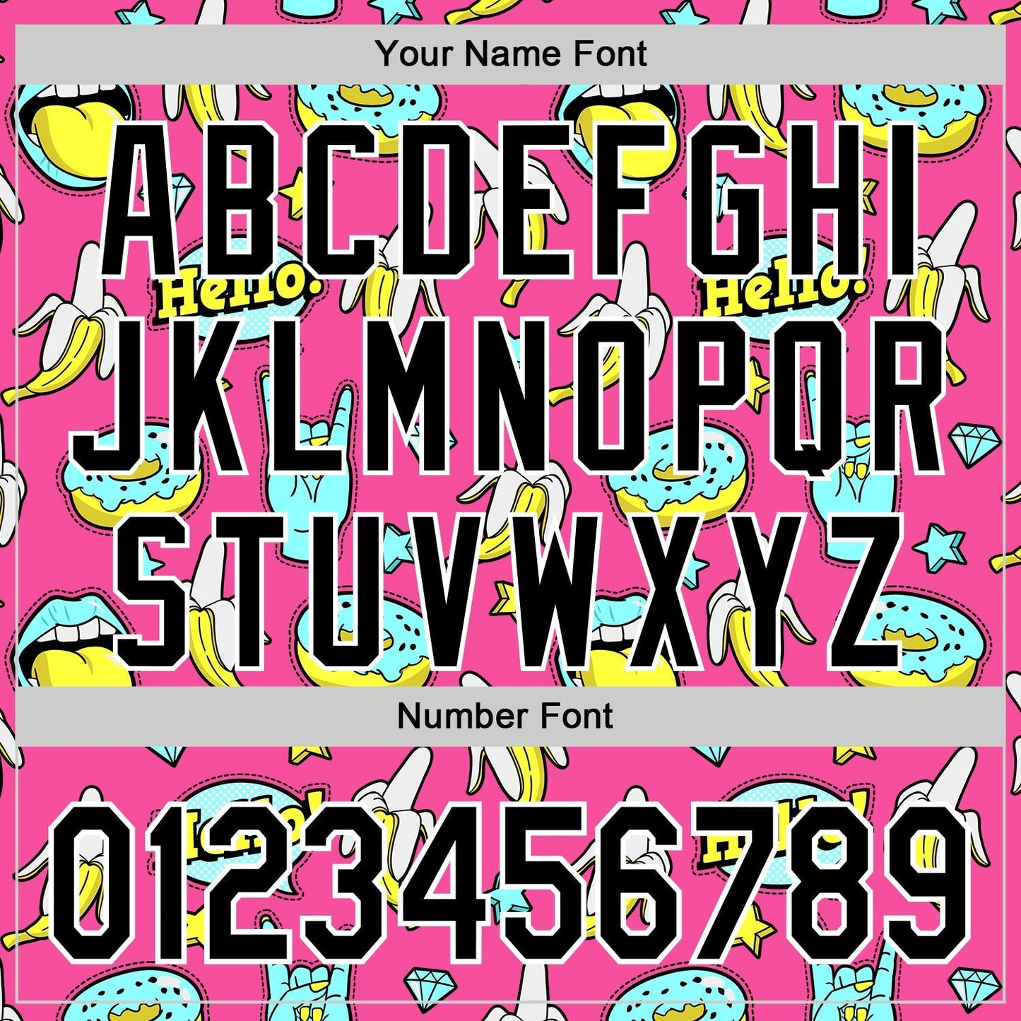 Custom Pink Black-White 3D Pattern Design Funny Cartoon Food Donut And Fruit Banana Authentic Baseball Jersey baseball jersey product view 5
