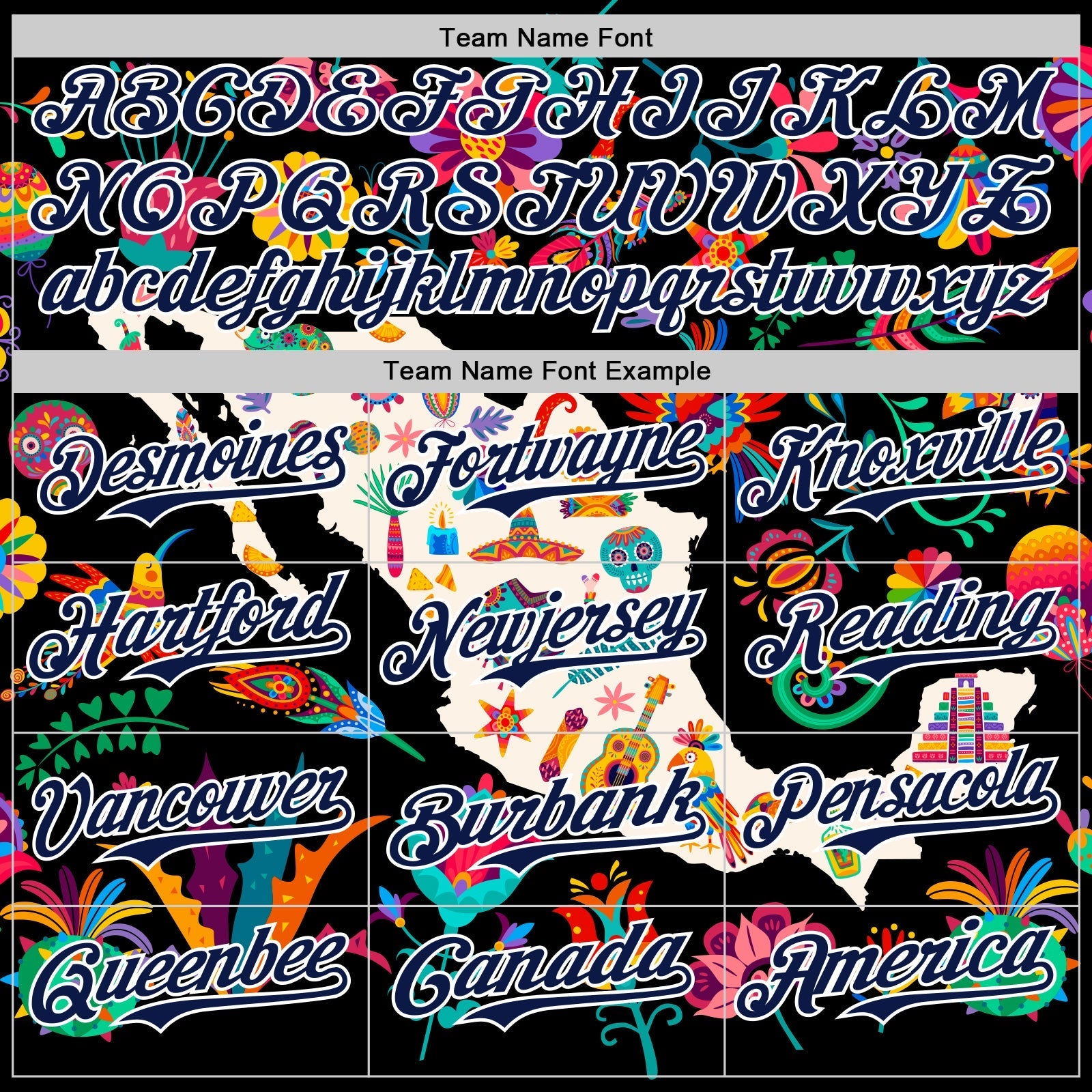 Custom Black Navy-White 3D Mexico Map With Tropical Plant And Animal Authentic Baseball Jersey baseball jersey product view 4