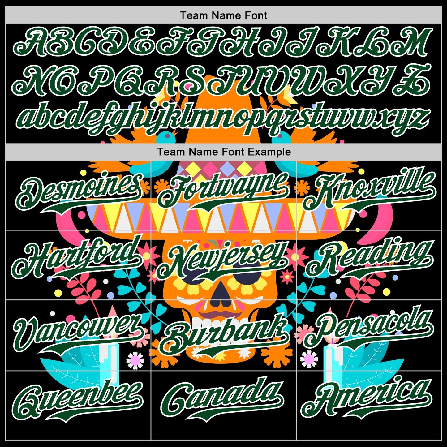 Custom Black Green-White 3D Mexican Festival Flower Skull With Sombrero Cinco de Mayo Authentic Baseball Jersey baseball jersey product view 4
