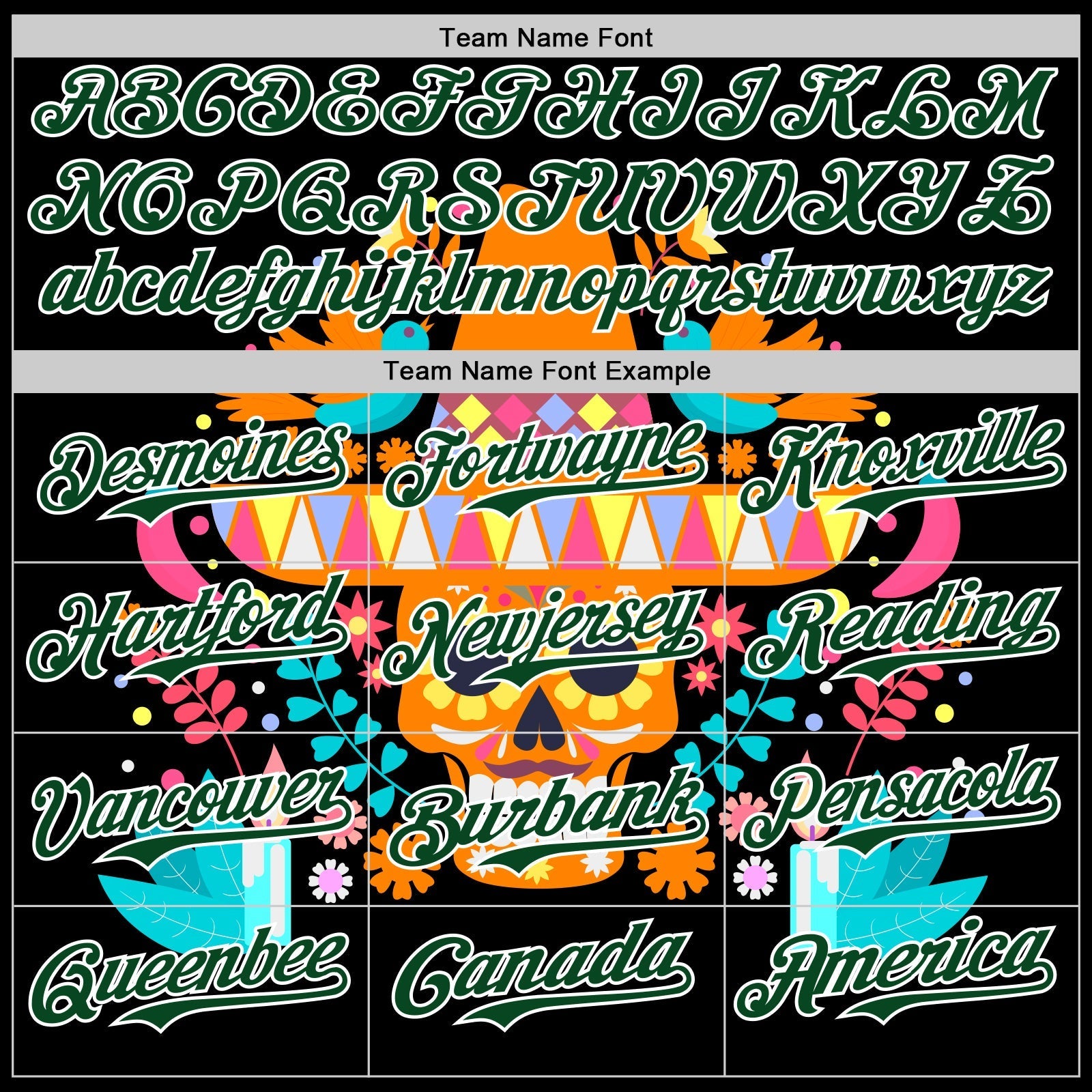 Custom Black Green-White 3D Mexican Festival Flower Skull With Sombrero Cinco de Mayo Authentic Baseball Jersey baseball jersey product view 4