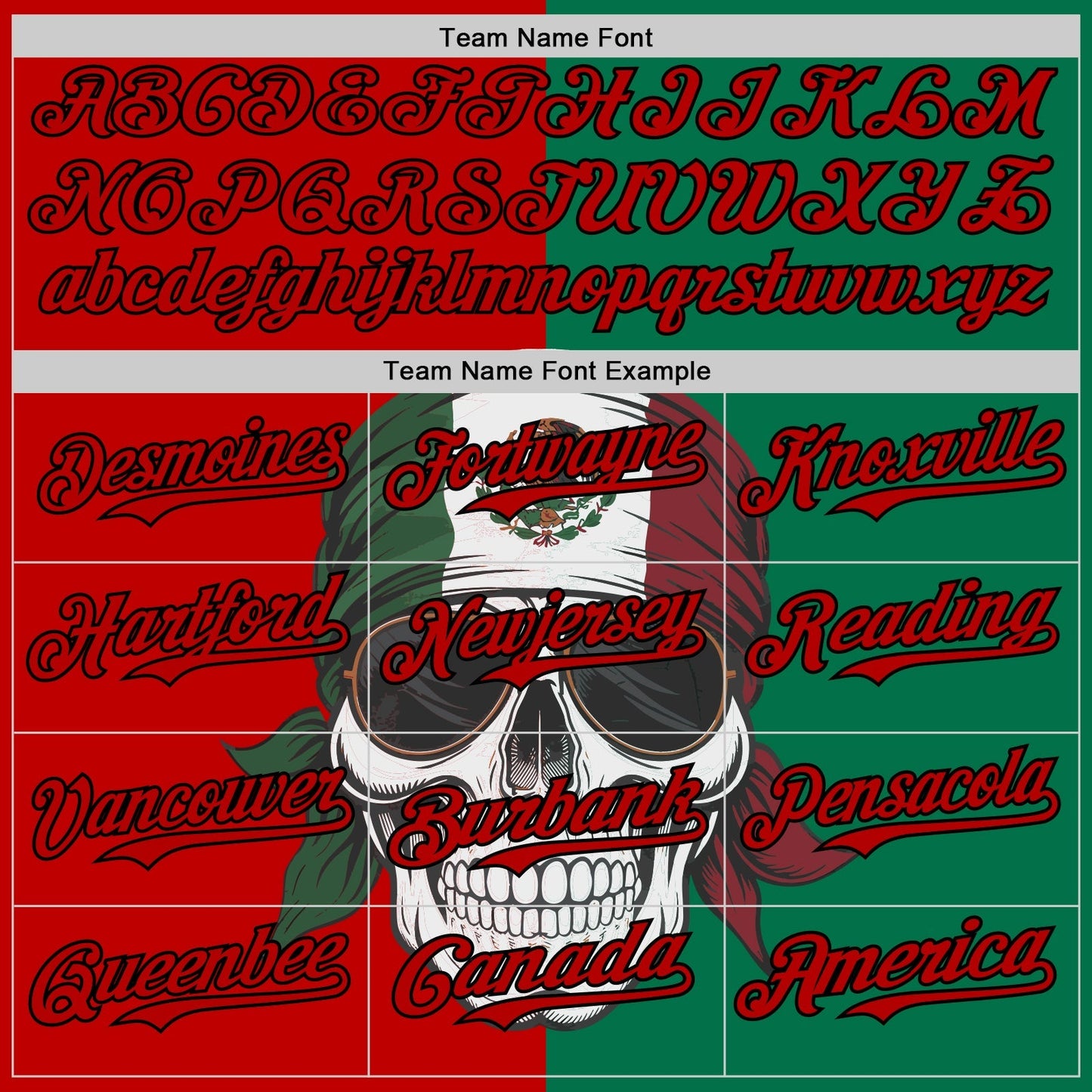 Custom Green Red-Black 3D Mexican Flag Skull Authentic Baseball Jersey baseball jersey product view 4