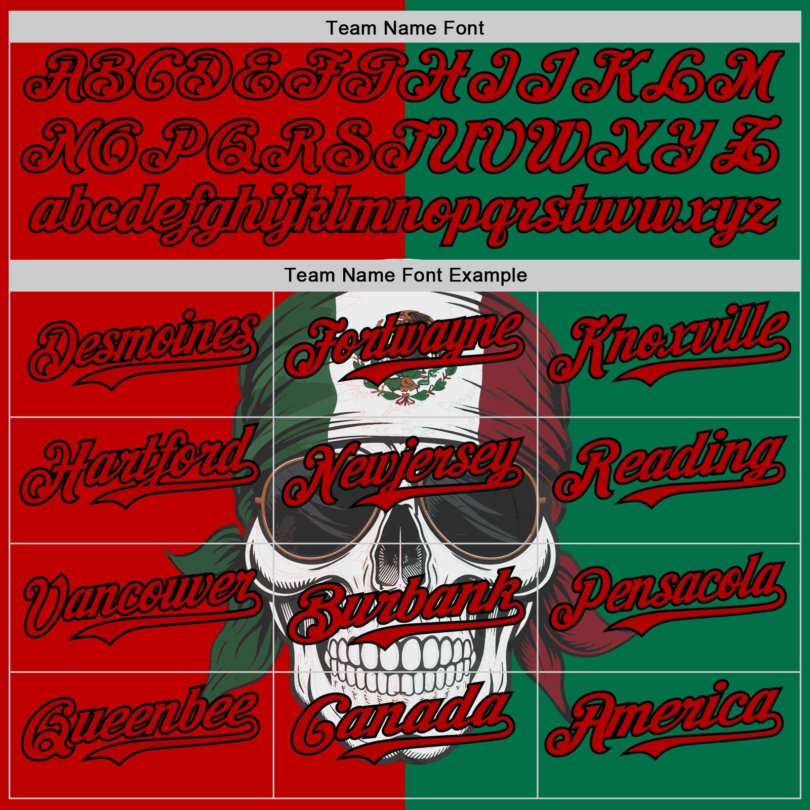 Custom Green Red-Black 3D Mexican Flag Skull Authentic Baseball Jersey baseball jersey product view 4