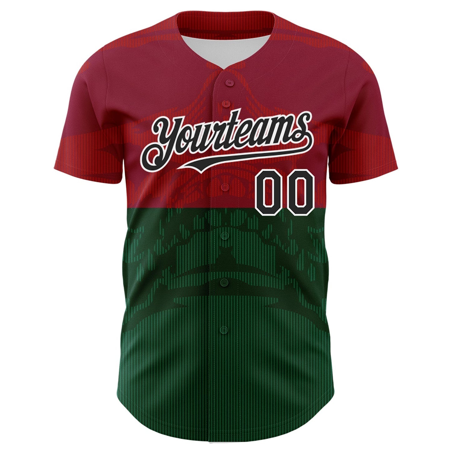 Custom Cardinal Black-Kelly Green 3D Mexico Authentic Baseball Jersey baseball jersey product view 2