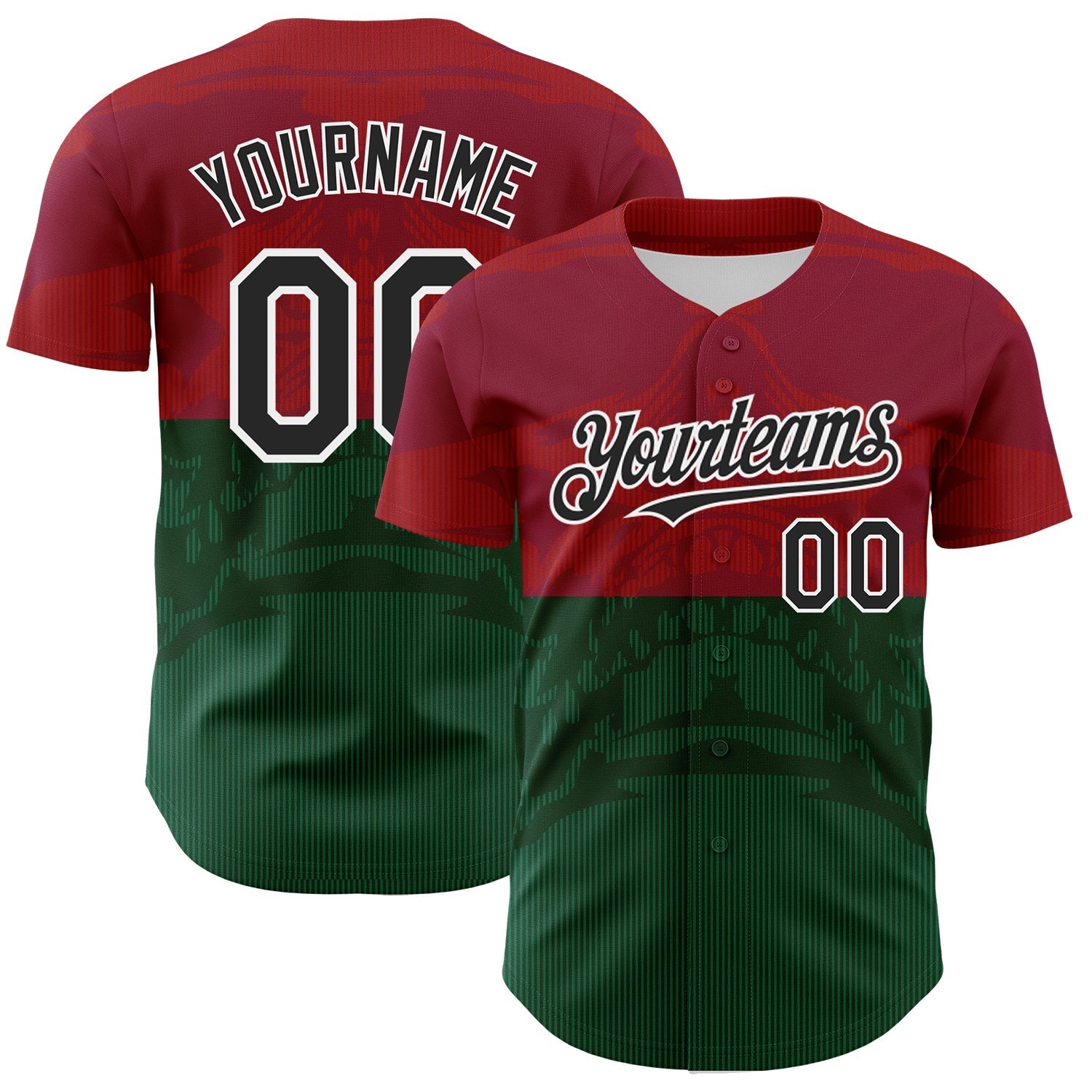 Custom Cardinal Black-Kelly Green 3D Mexico Authentic Baseball Jersey baseball jersey product view 1