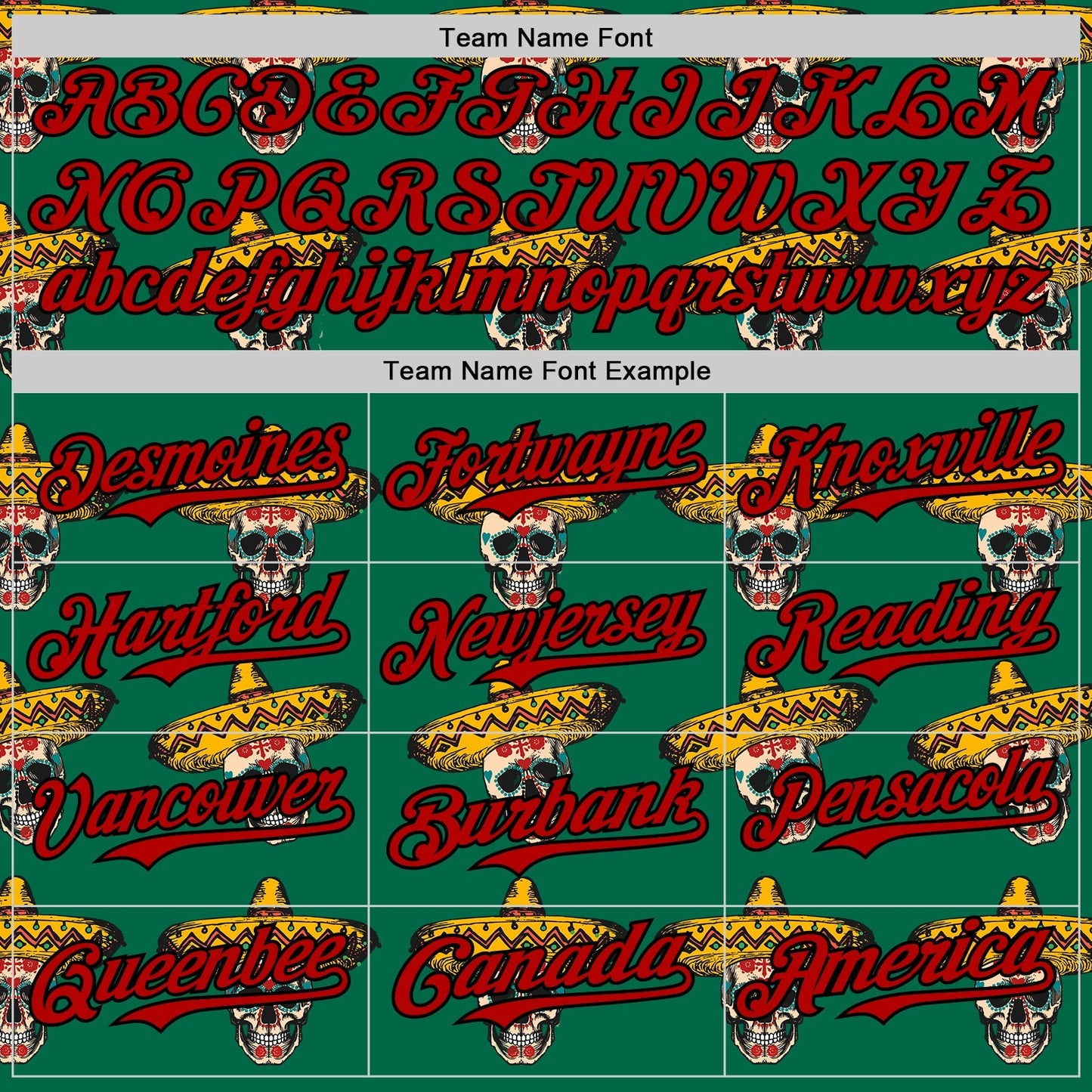 Custom Kelly Green Red-Black 3D Mexican Festival Skull With Sombrero Cinco de Mayo Authentic Baseball Jersey baseball jersey product view 4