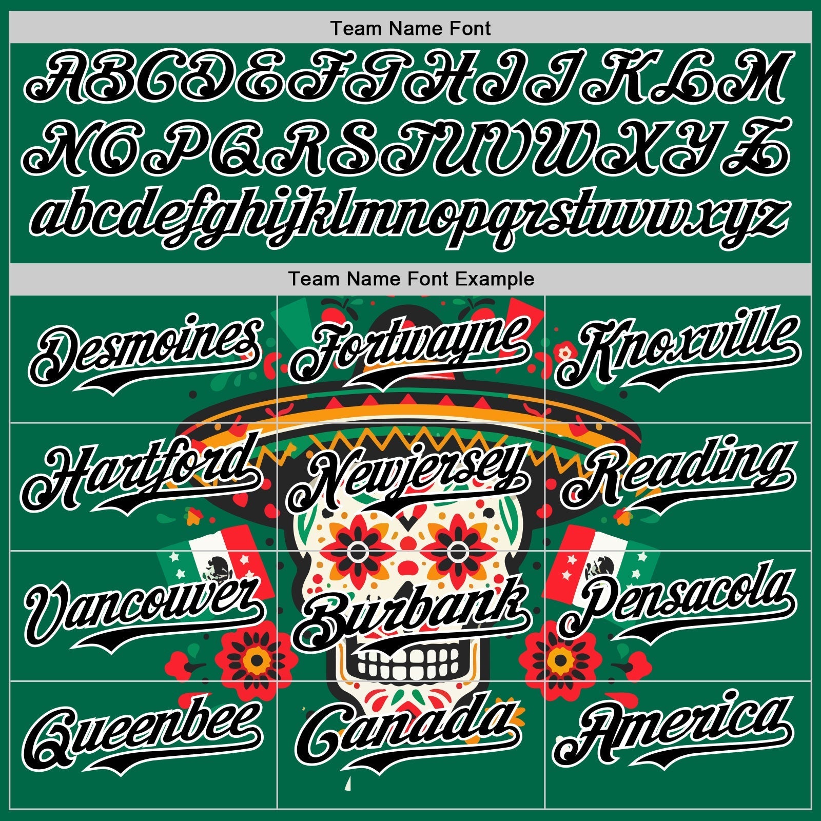Custom Kelly Green Black-White 3D Mexican Festival Flag Skull With Sombrero Cinco de Mayo Authentic Baseball Jersey baseball jersey product view 4