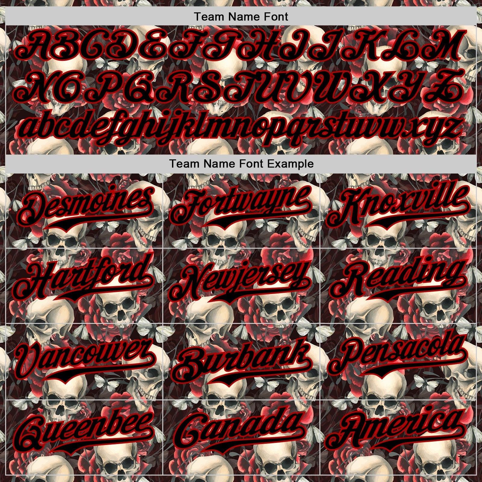 Custom Black Red 3D Skeleton And Flower Authentic Baseball Jersey baseball jersey product view 4