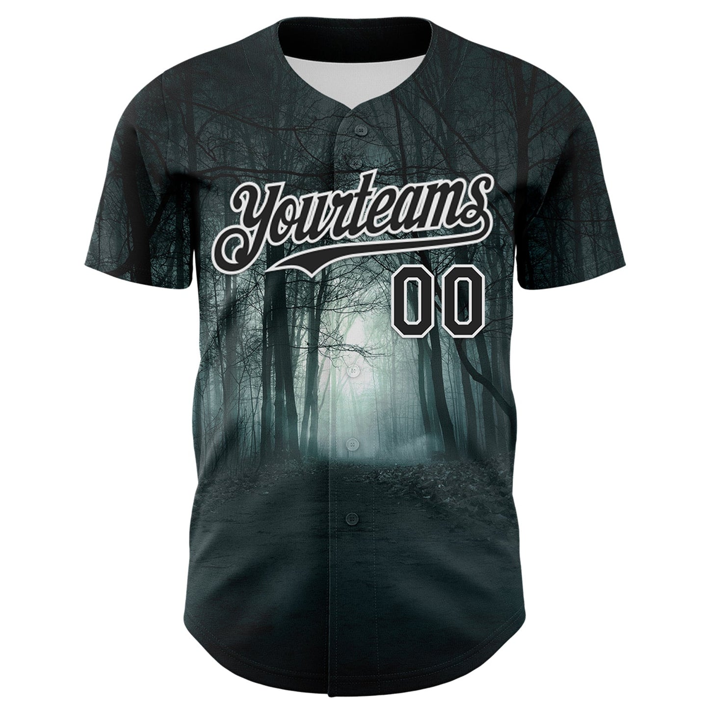 Custom Black White 3D Spooky Skull Authentic Baseball Jersey baseball jersey product view 2
