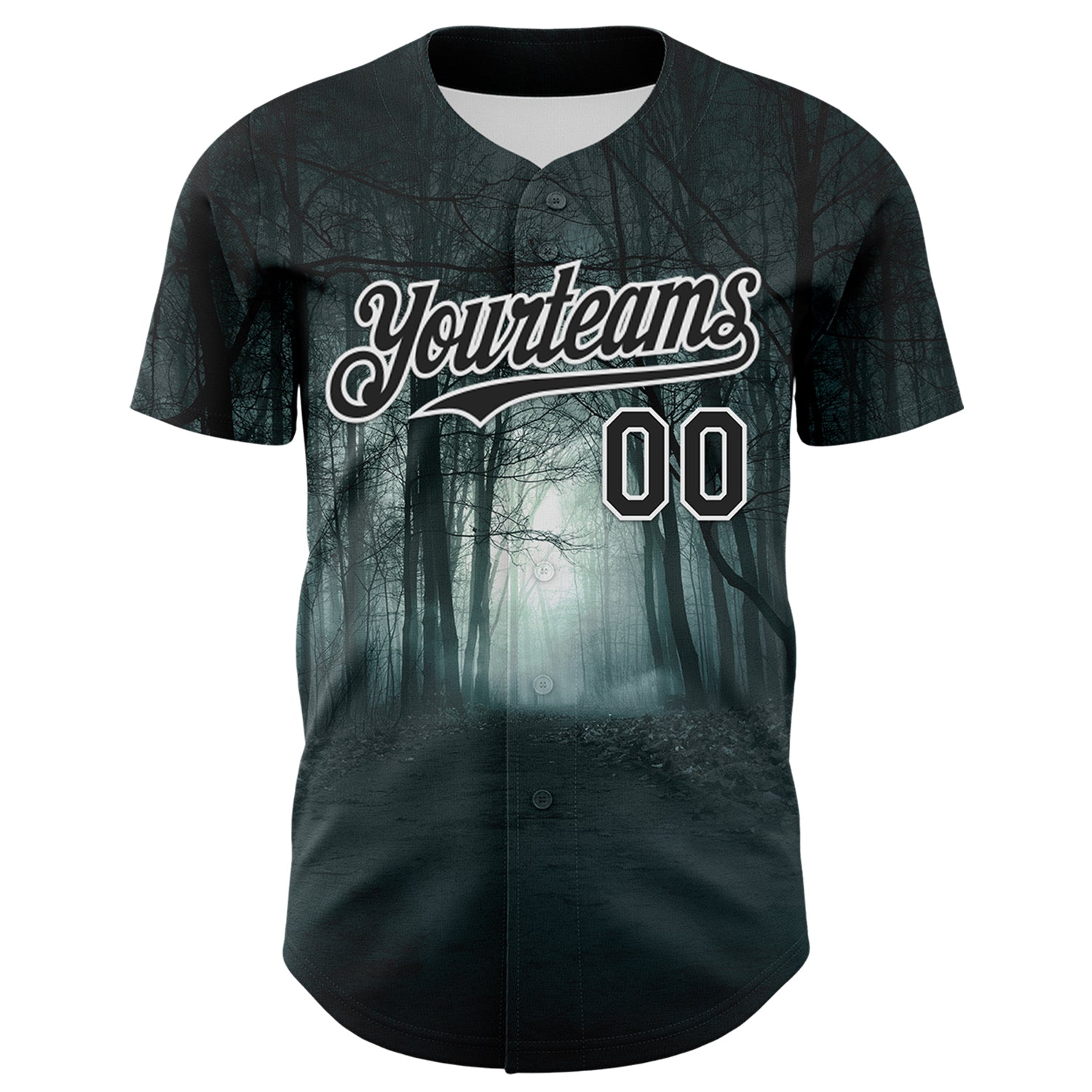 Custom Black White 3D Spooky Skull Authentic Baseball Jersey baseball jersey product view 2
