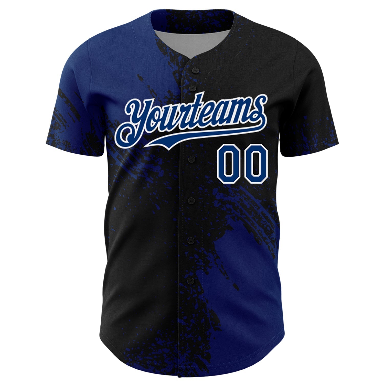Custom US Navy Blue Black-White 3D Pattern Design Abstract Brush Stroke Authentic Baseball Jersey baseball jersey product view 2