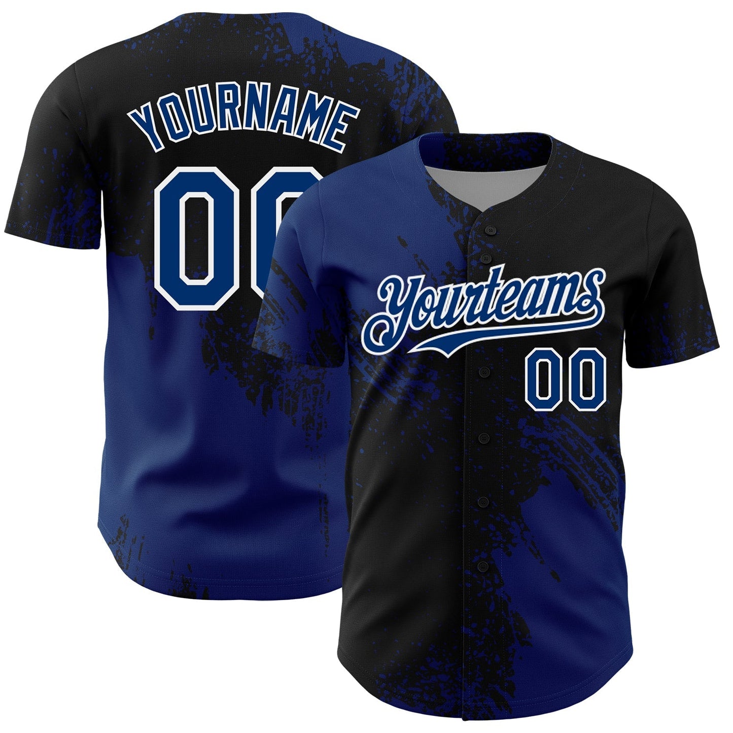 Custom US Navy Blue Black-White 3D Pattern Design Abstract Brush Stroke Authentic Baseball Jersey baseball jersey product view 1