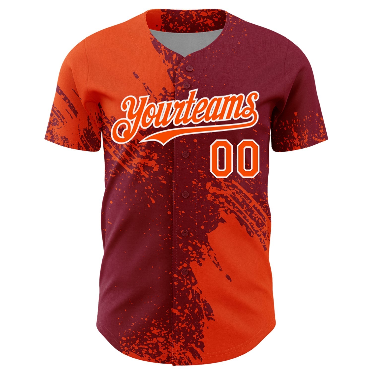 Custom Orange Crimson-White 3D Pattern Design Abstract Brush Stroke Authentic Baseball Jersey baseball jersey product view 2