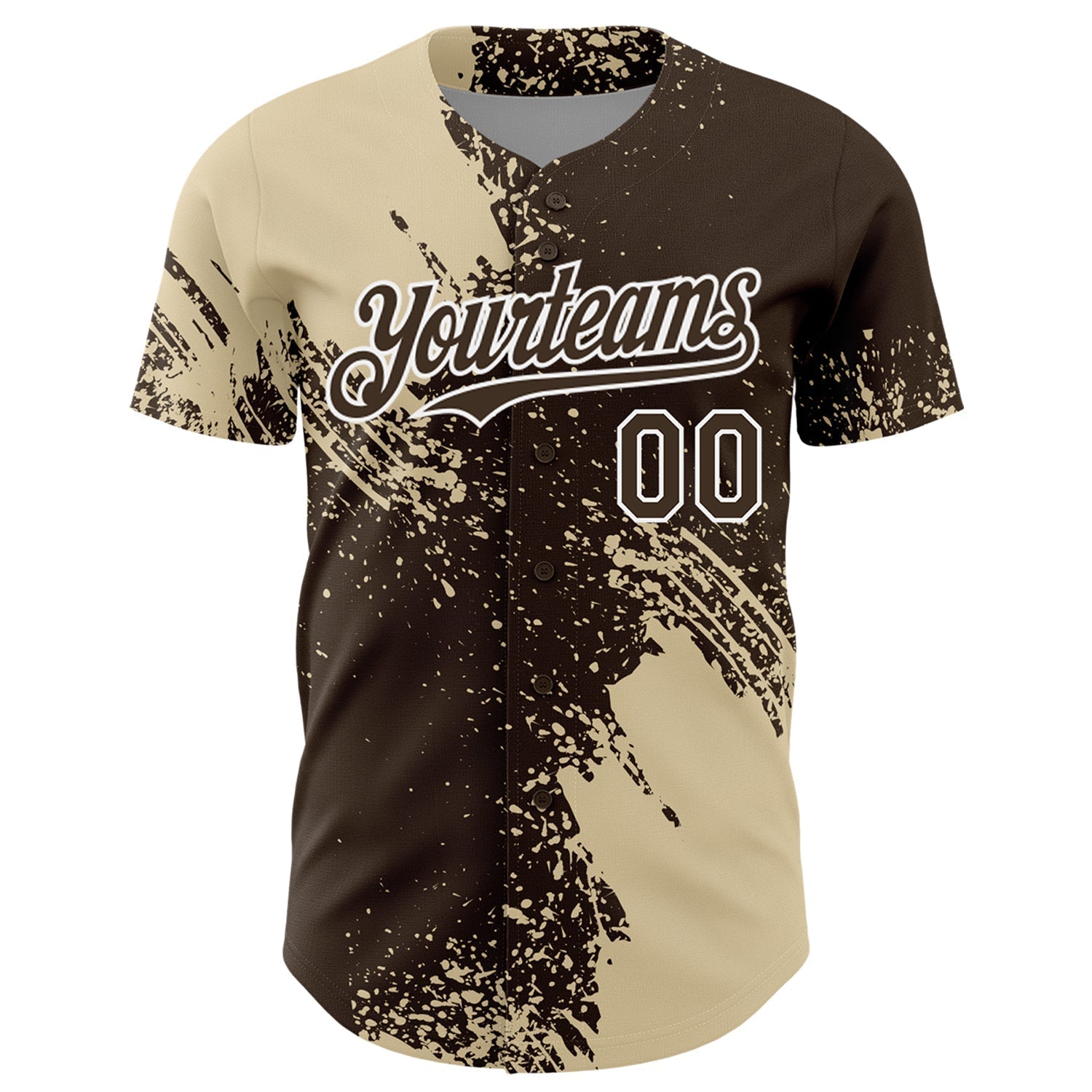 Custom Cream Brown-White 3D Pattern Design Abstract Brush Stroke Authentic Baseball Jersey baseball jersey product view 2