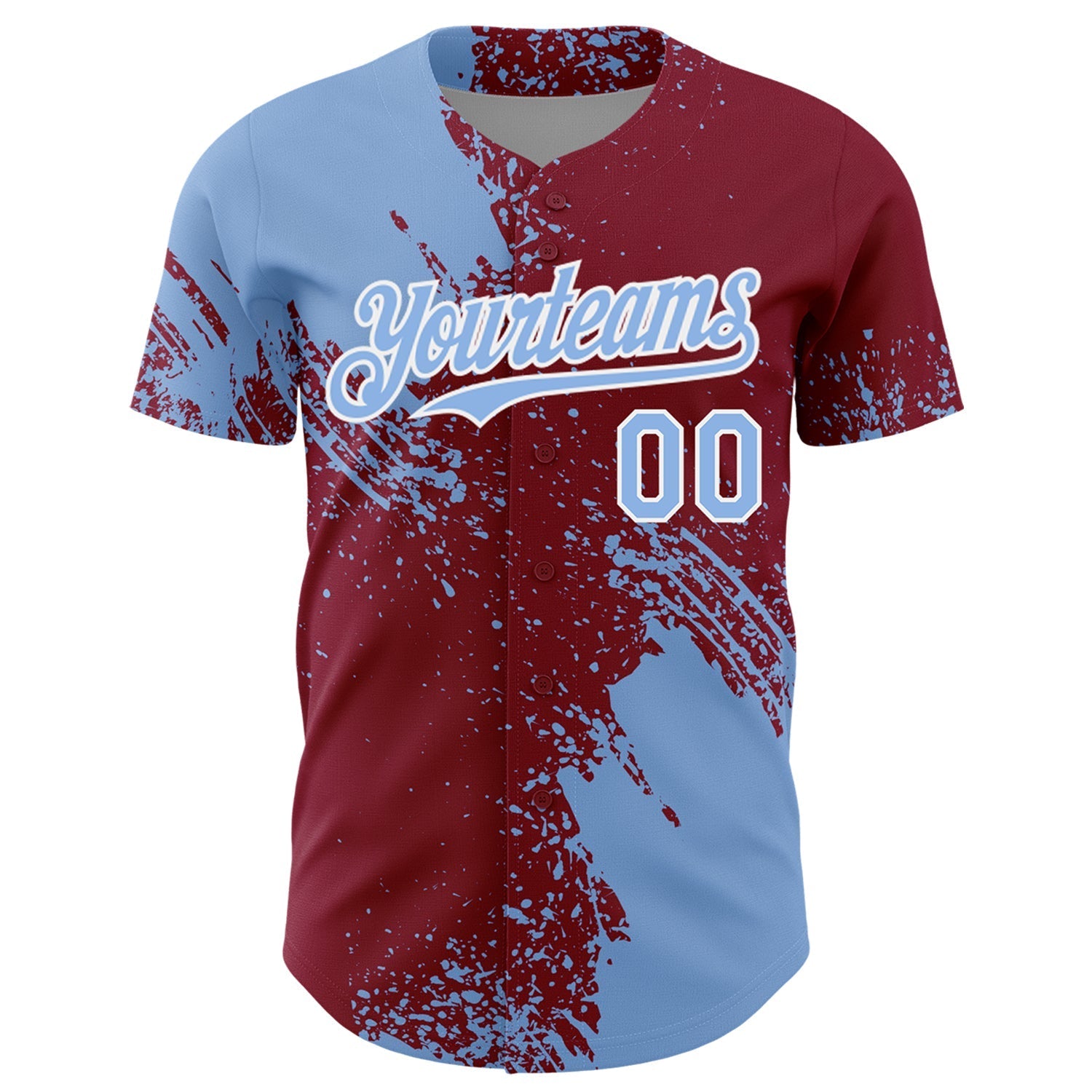 Custom Light Blue Crimson-White 3D Pattern Design Abstract Brush Stroke Authentic Baseball Jersey baseball jersey product view 2