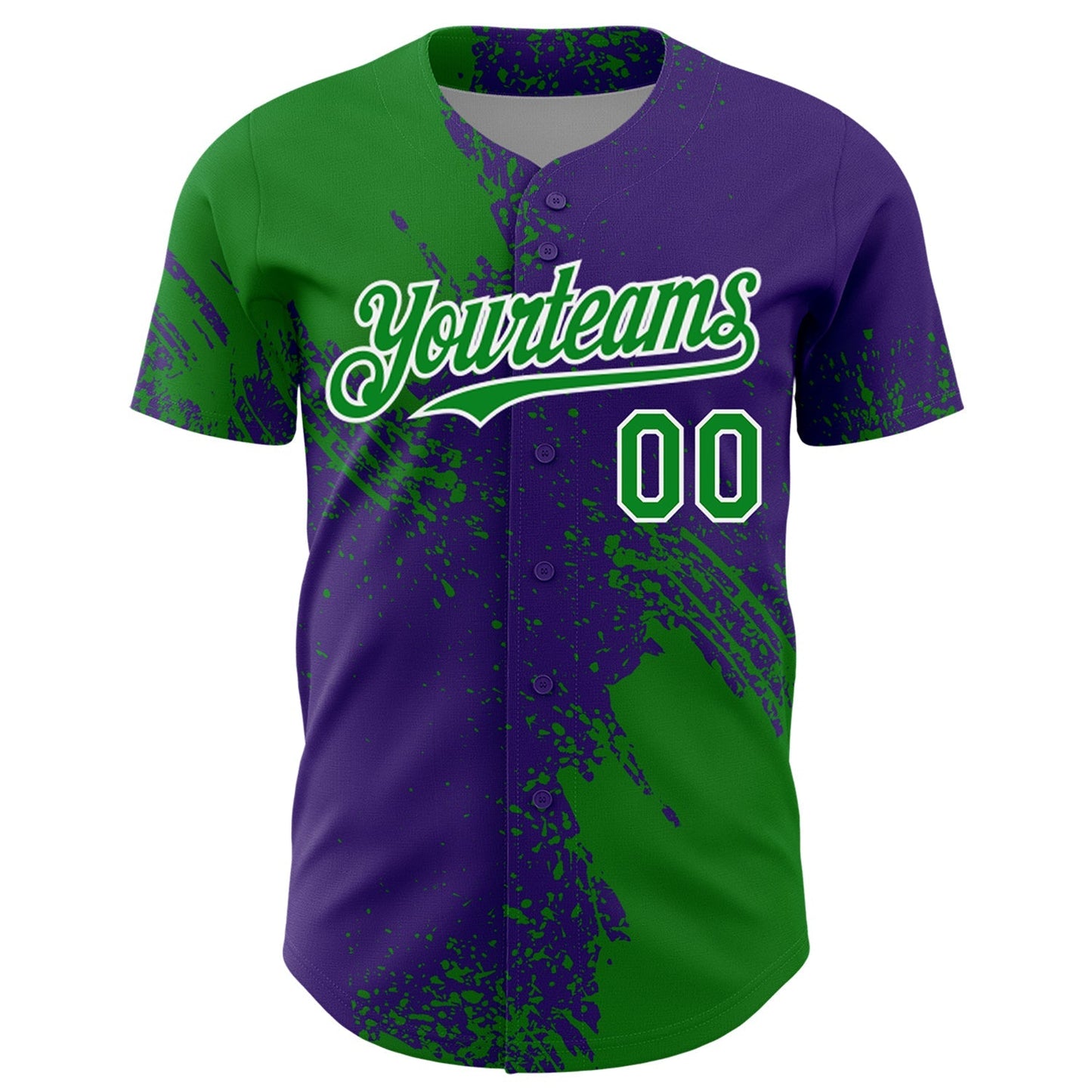 Custom Grass Green Purple-White 3D Pattern Design Abstract Brush Stroke Authentic Baseball Jersey baseball jersey product view 2