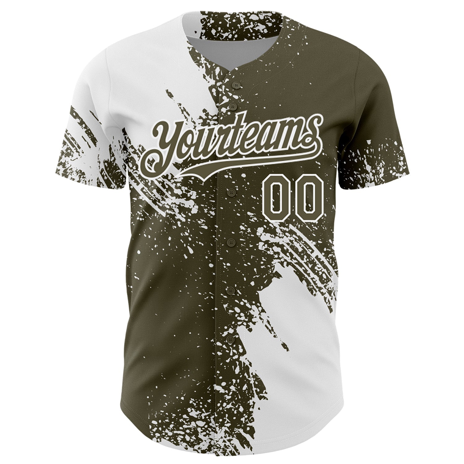 Custom White Olive 3D Pattern Design Abstract Brush Stroke Authentic Baseball Jersey baseball jersey product view 2