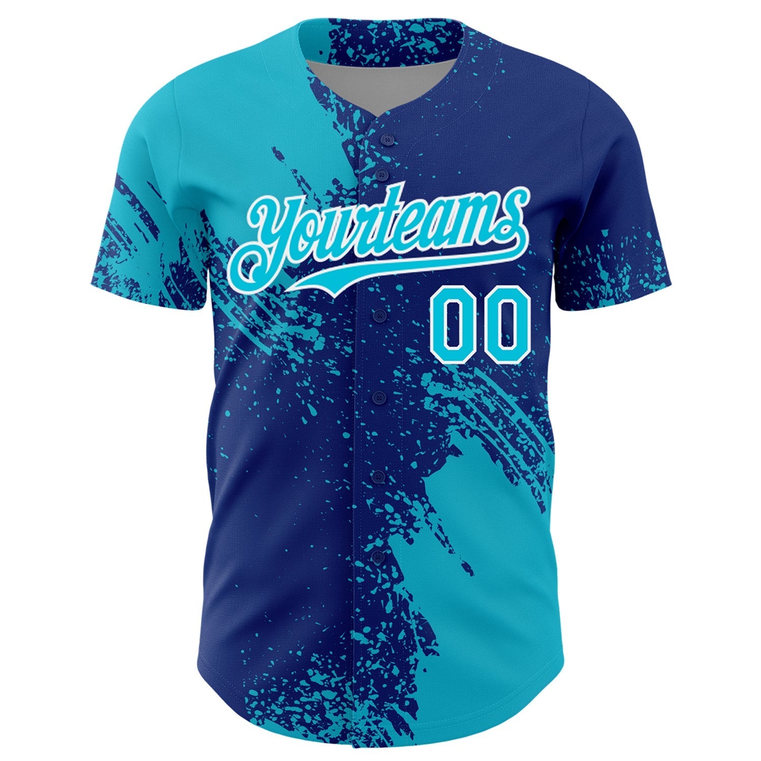 Custom Lakes Blue Royal-White 3D Pattern Design Abstract Brush Stroke Authentic Baseball Jersey baseball jersey product view 2