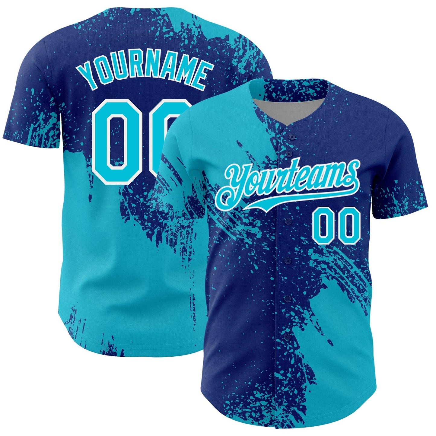 Custom Lakes Blue Royal-White 3D Pattern Design Abstract Brush Stroke Authentic Baseball Jersey baseball jersey product view 1