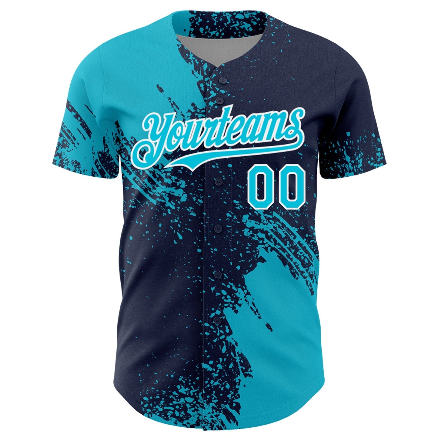 Custom Lakes Blue Navy-White 3D Pattern Design Abstract Brush Stroke Authentic Baseball Jersey baseball jersey product view 2