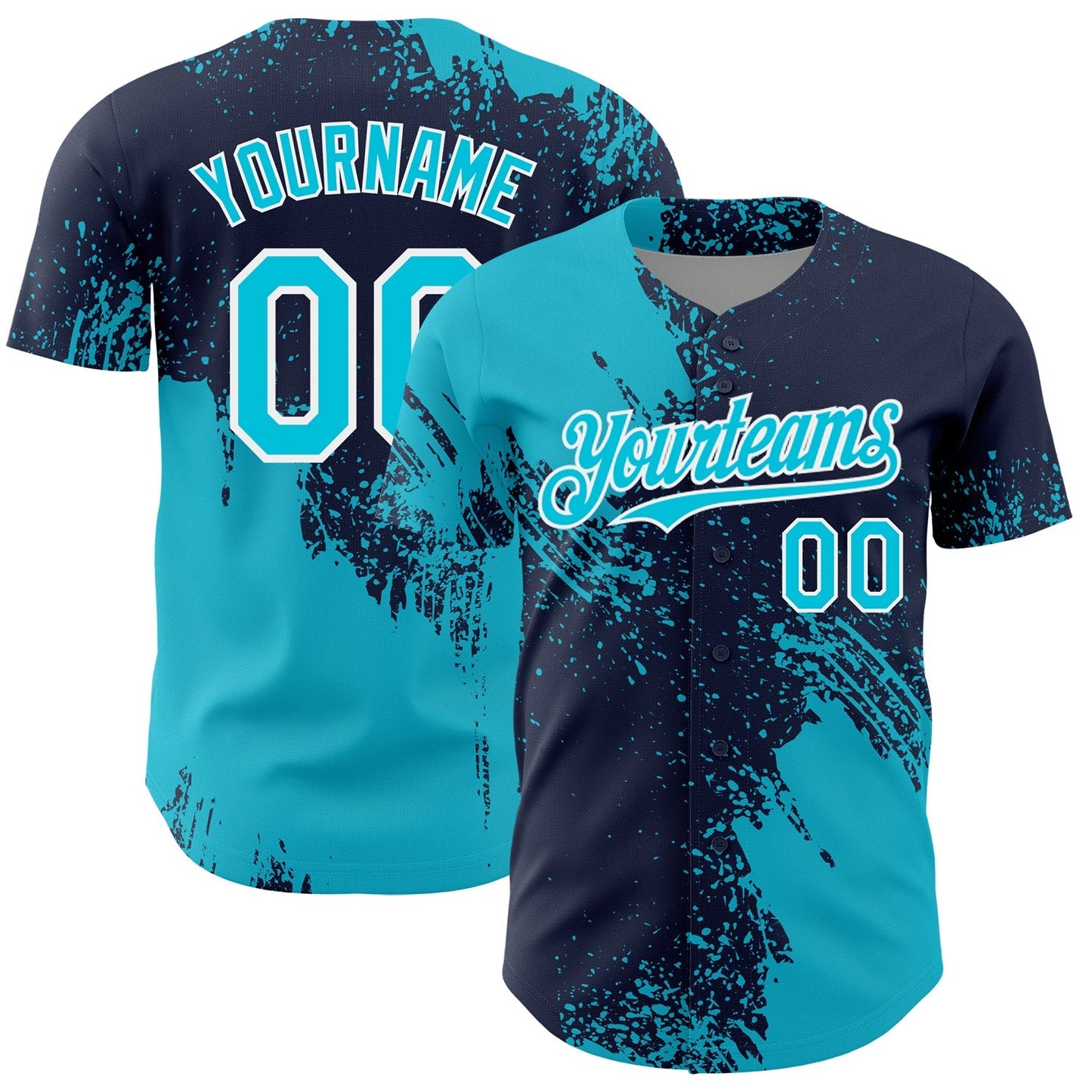 Custom Lakes Blue Navy-White 3D Pattern Design Abstract Brush Stroke Authentic Baseball Jersey baseball jersey product view 1