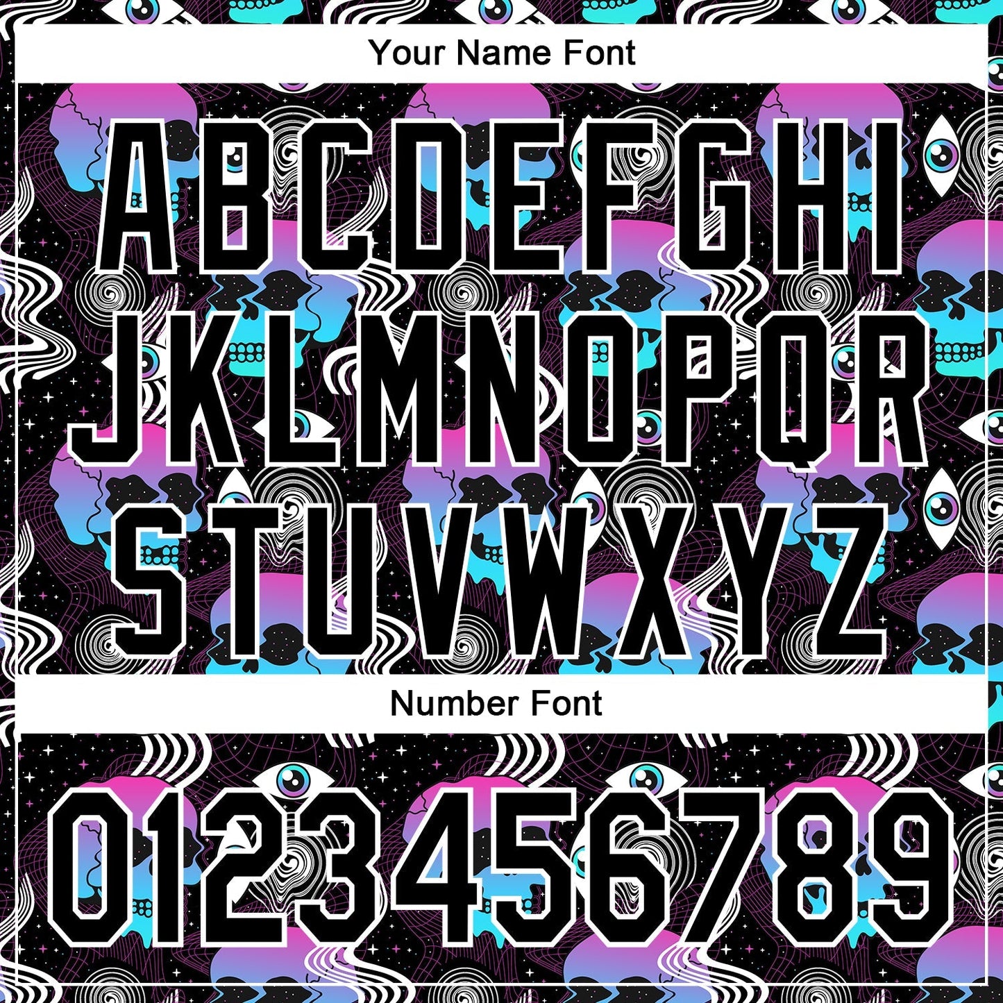 Custom Black White 3D Pattern Design Rave Psychedelic Skull Authentic Baseball Jersey baseball jersey product view 5