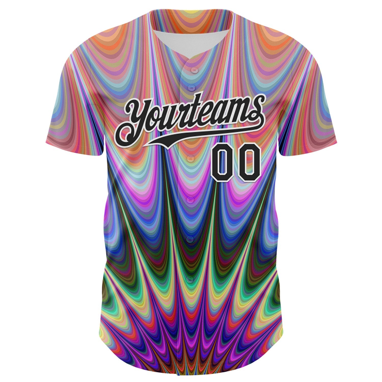 Custom Orange Black-White 3D Pattern Design Rave Psychedelic Fractal Style Authentic Baseball Jersey baseball jersey product view 2