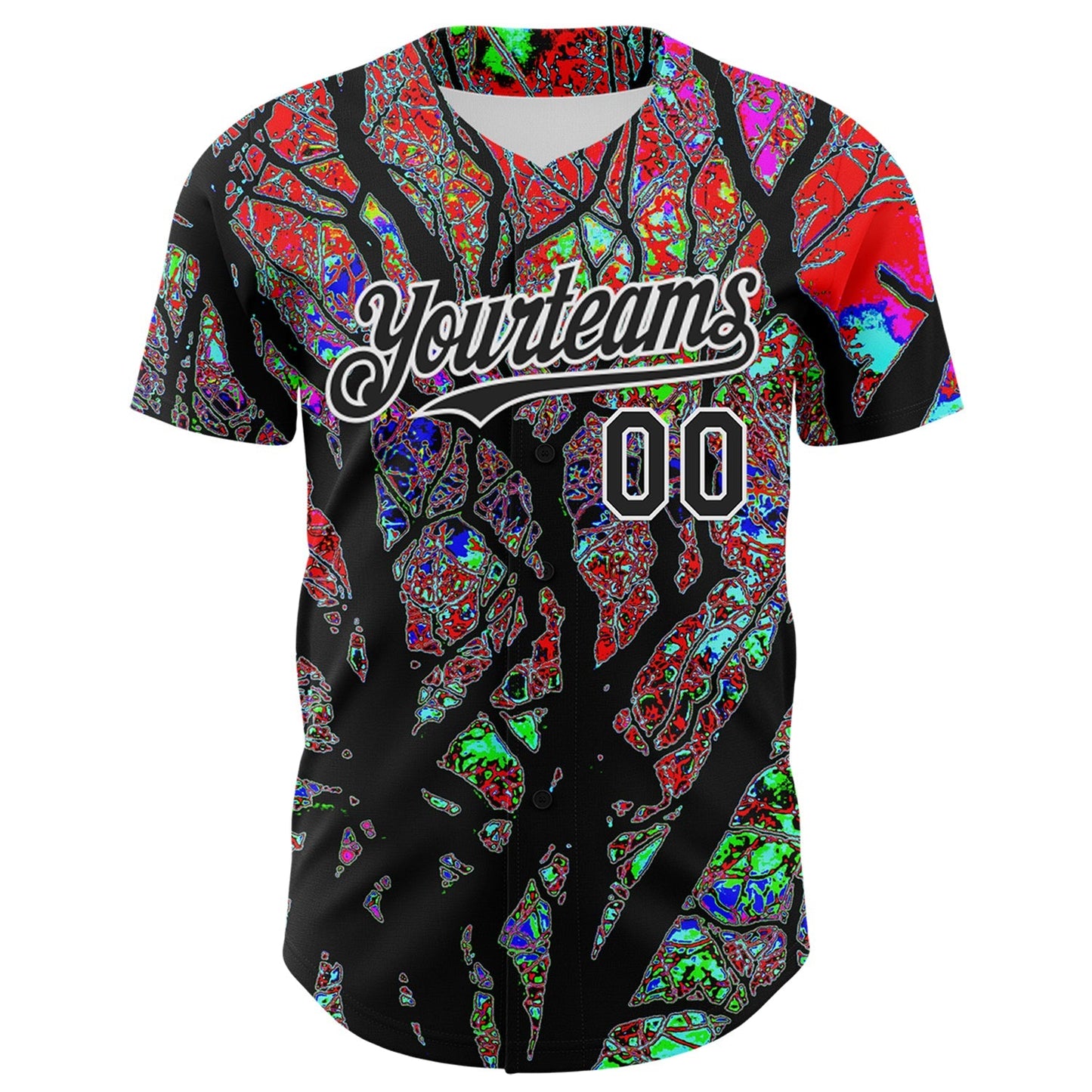 Custom Black White 3D Pattern Design Rave Psychedelic Tree Authentic Baseball Jersey baseball jersey product view 2