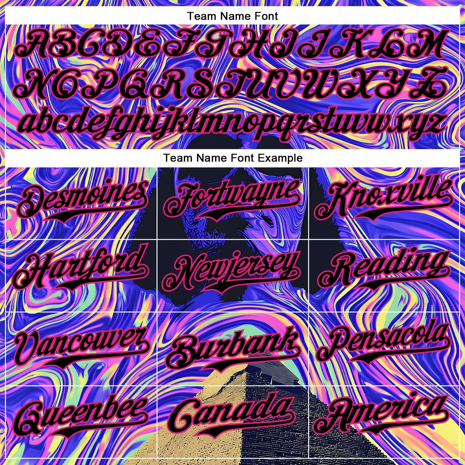 Custom Purple Black-Hot Pink 3D Pattern Design Rave Psychedelic Fluid Art Pyramid Authentic Baseball Jersey baseball jersey product view 4