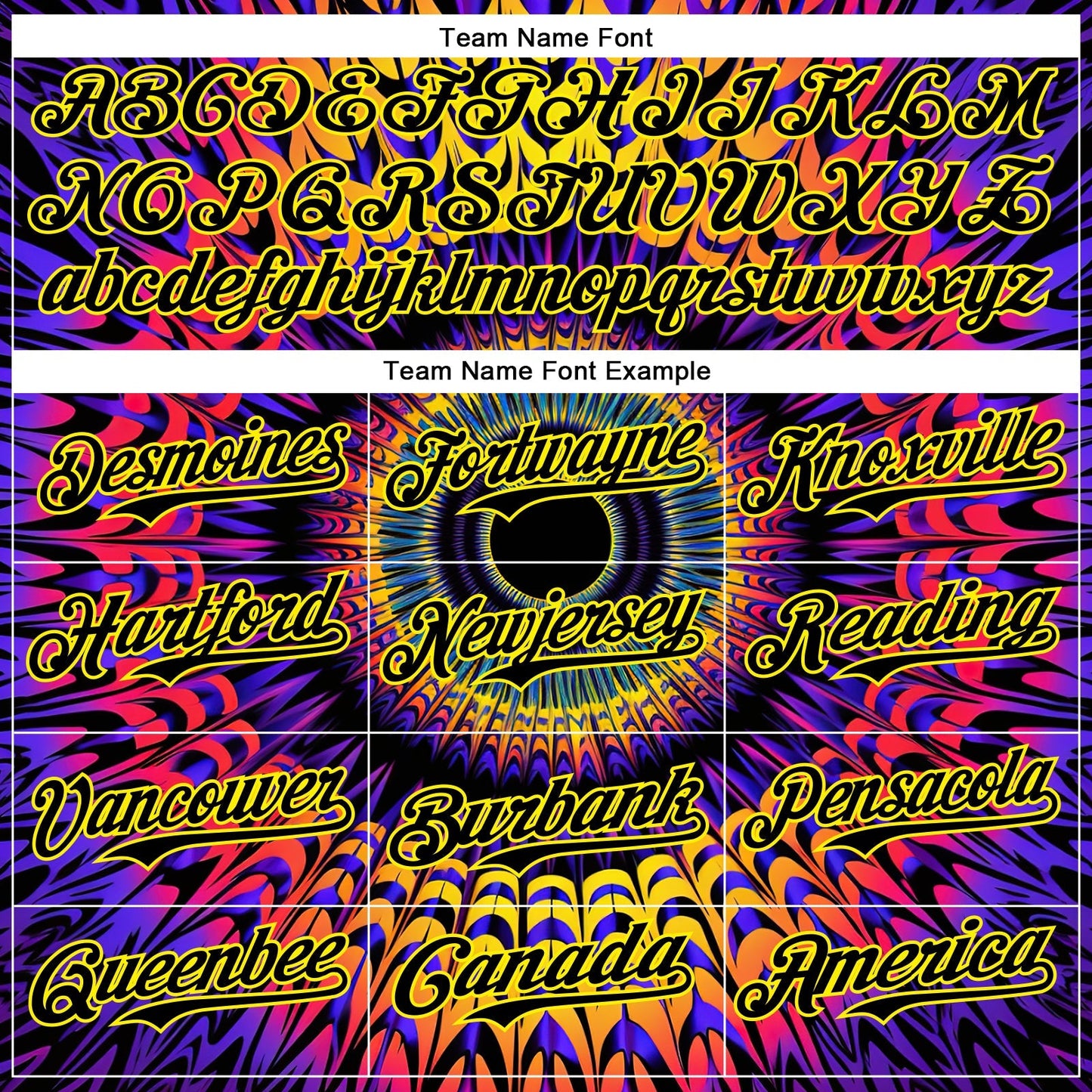Custom Black Light Yellow 3D Pattern Design Rave Psychedelic Fractal Style Authentic Baseball Jersey baseball jersey product view 4