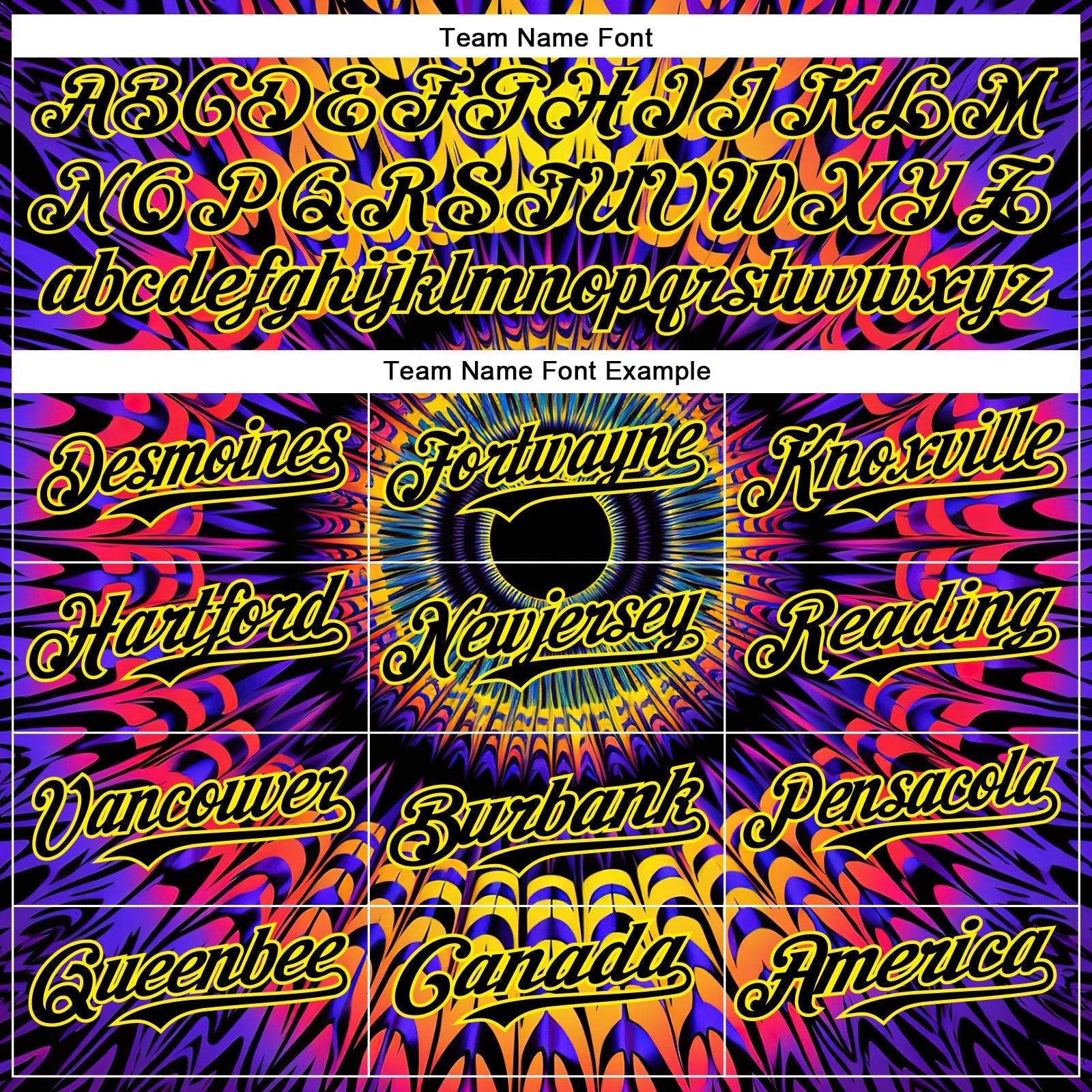 Custom Black Light Yellow 3D Pattern Design Rave Psychedelic Fractal Style Authentic Baseball Jersey baseball jersey product view 4