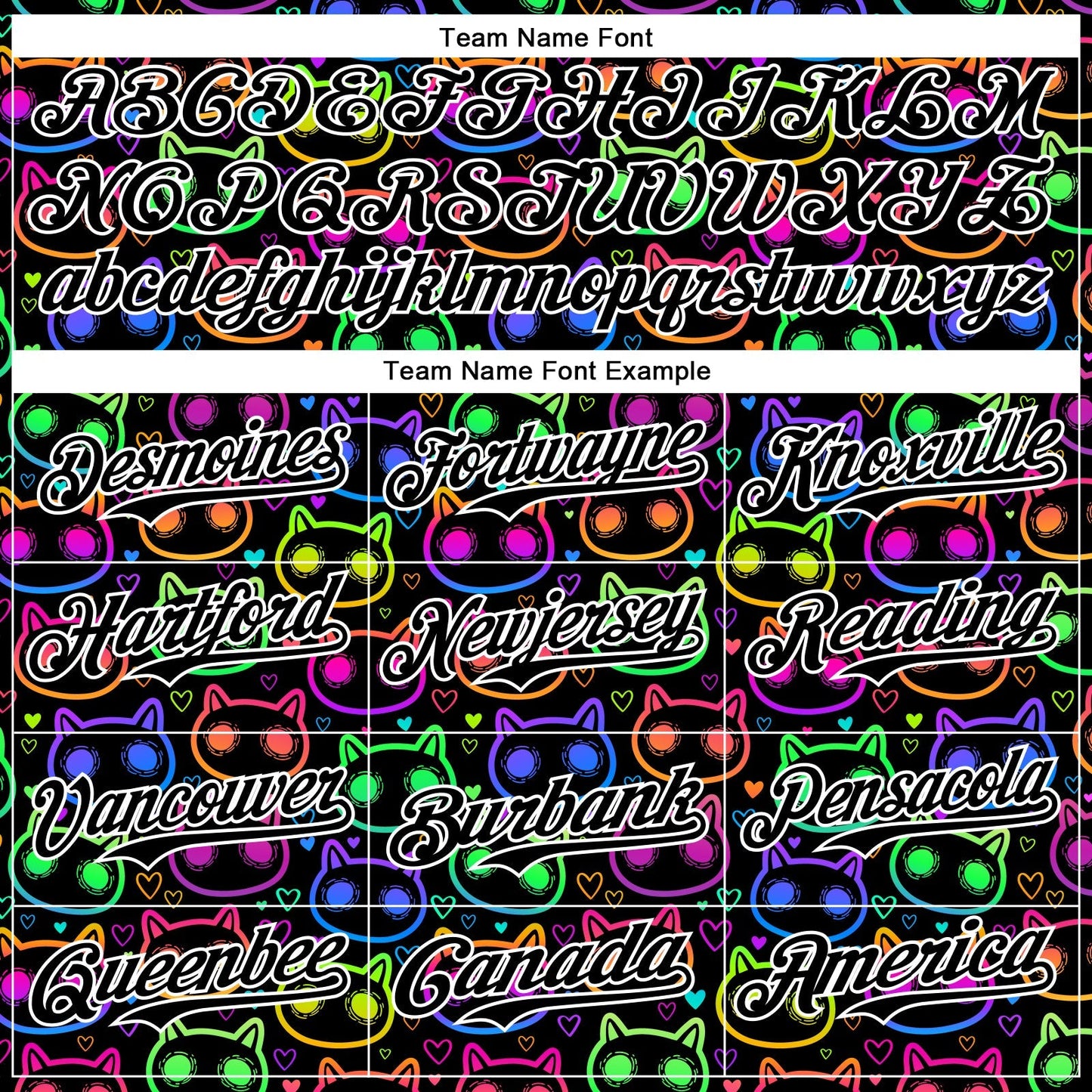 Custom Black White 3D Pattern Design Rave Psychedelic Neon Cartoon Cat Authentic Baseball Jersey baseball jersey product view 4