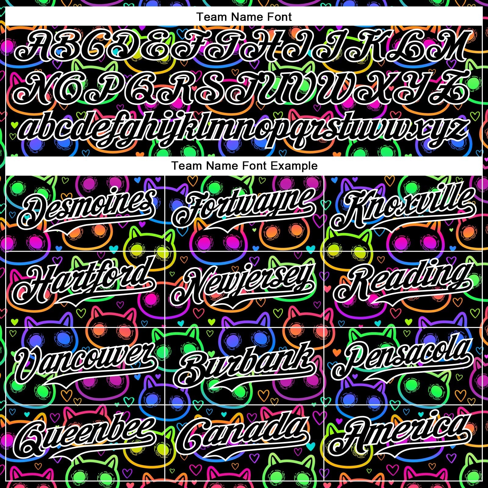 Custom Black White 3D Pattern Design Rave Psychedelic Neon Cartoon Cat Authentic Baseball Jersey baseball jersey product view 4
