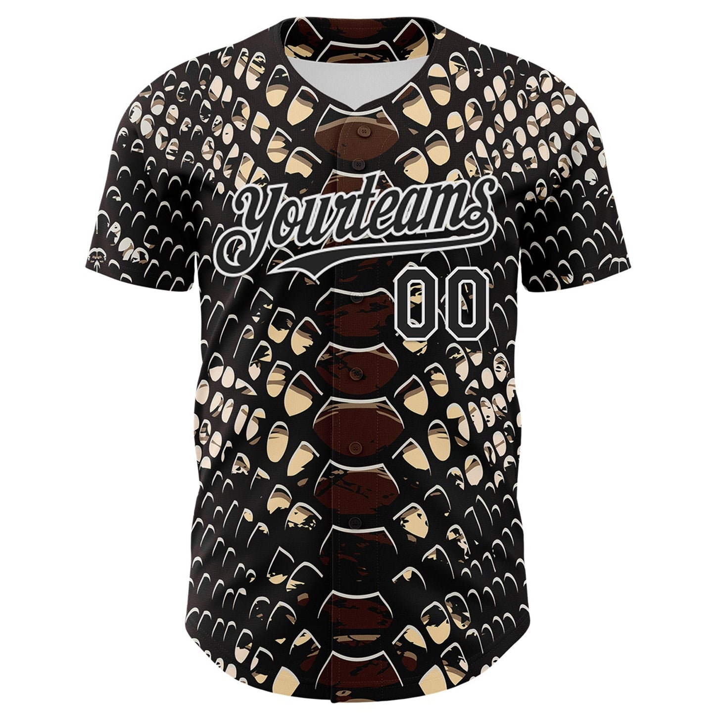 Custom Black White 3D Pattern Design Rave Psychedelic Snakeskin Authentic Baseball Jersey baseball jersey product view 2