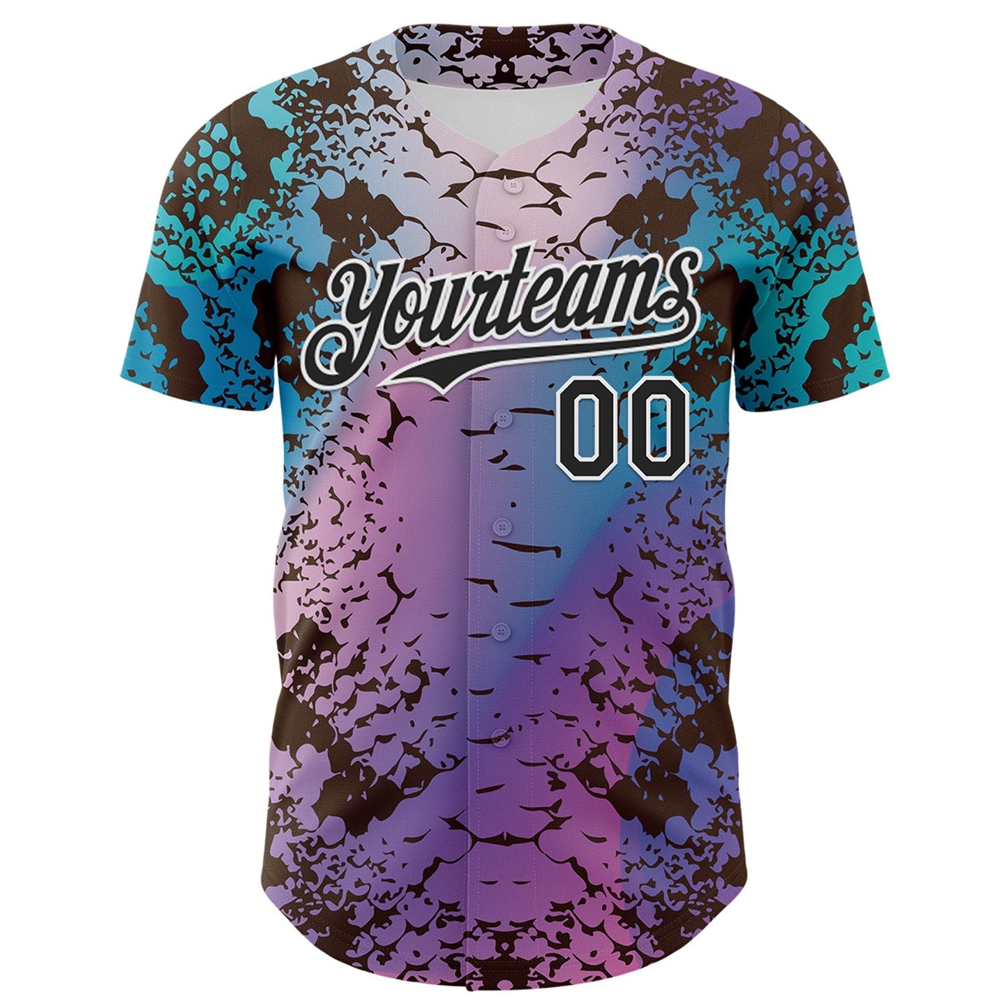 Custom Pink Black-White 3D Pattern Design Rave Psychedelic Snakeskin Authentic Baseball Jersey baseball jersey product view 2