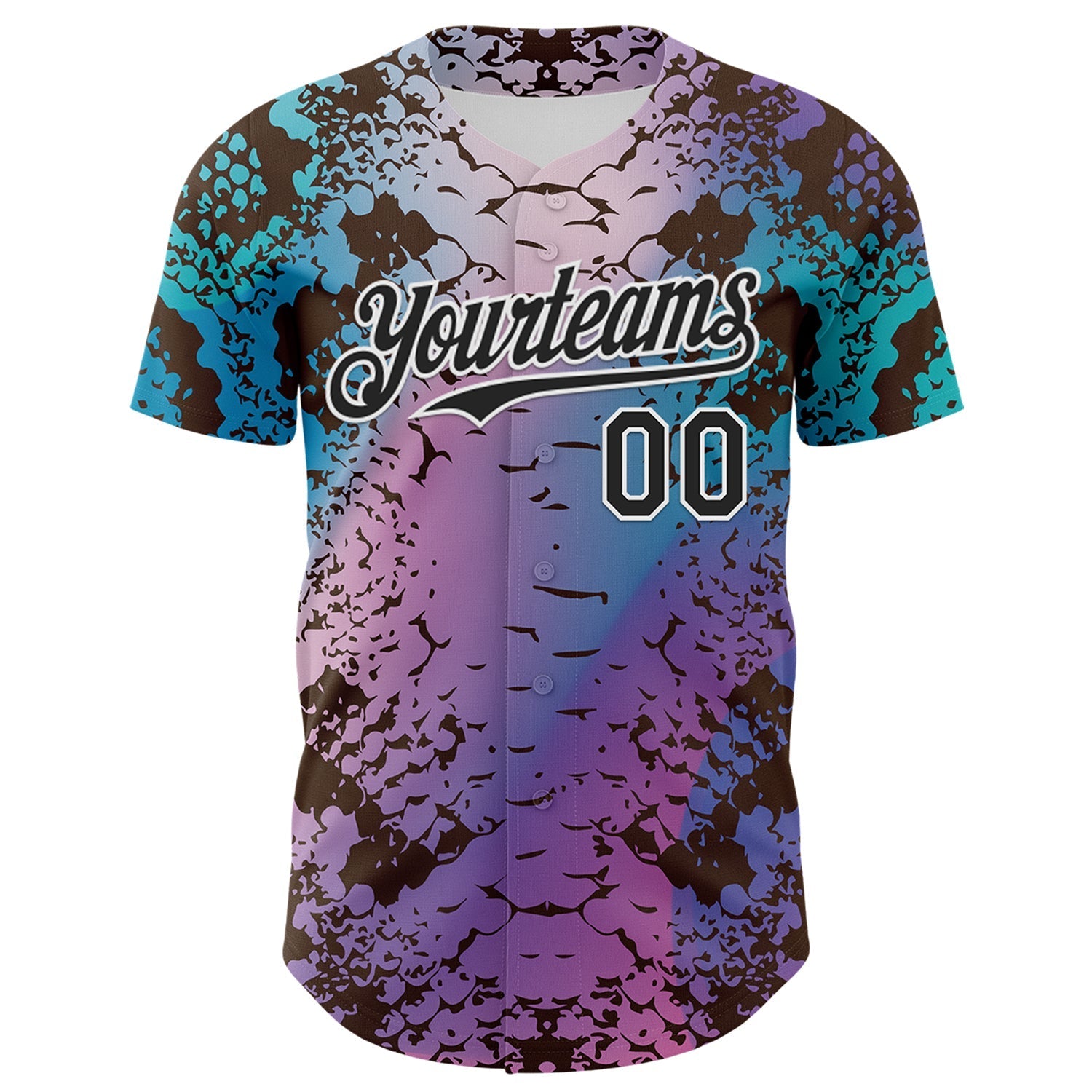 Custom Pink Black-White 3D Pattern Design Rave Psychedelic Snakeskin Authentic Baseball Jersey baseball jersey product view 2